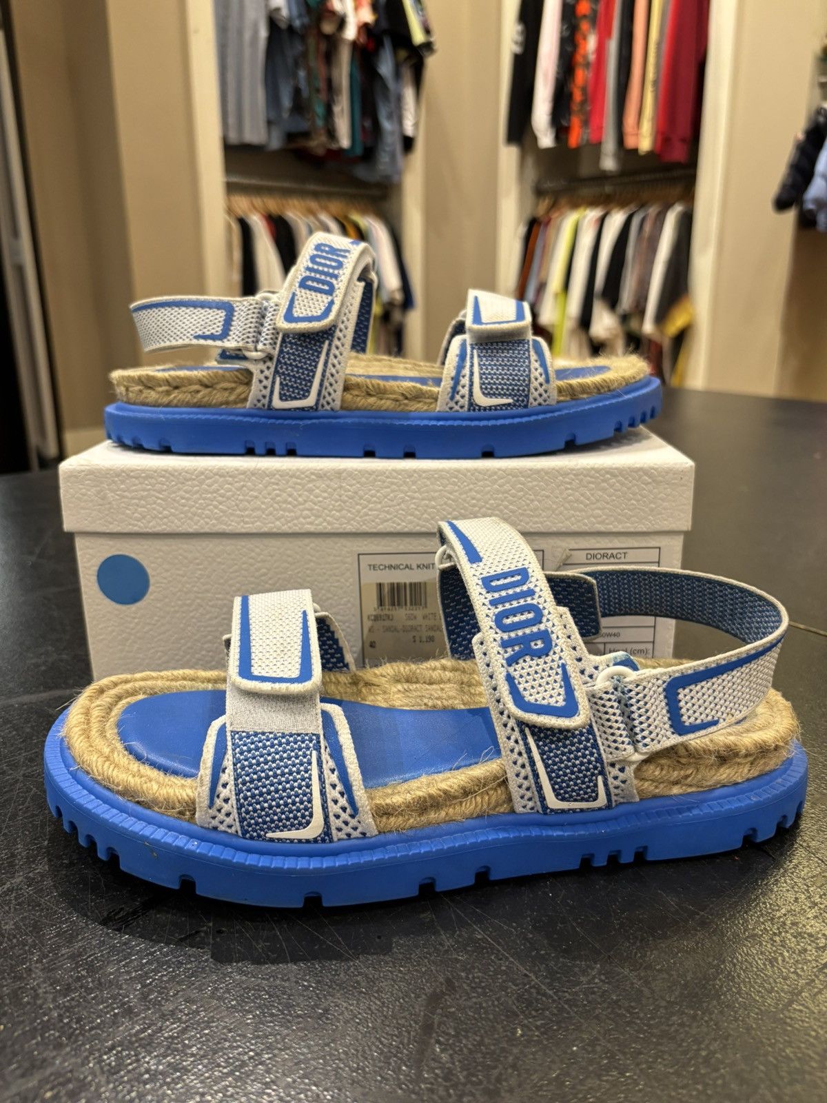 Dior Dior Dioract One Strap Sandals Tweed Blue Size US 10 / IT 40 - 2 Thumbnail