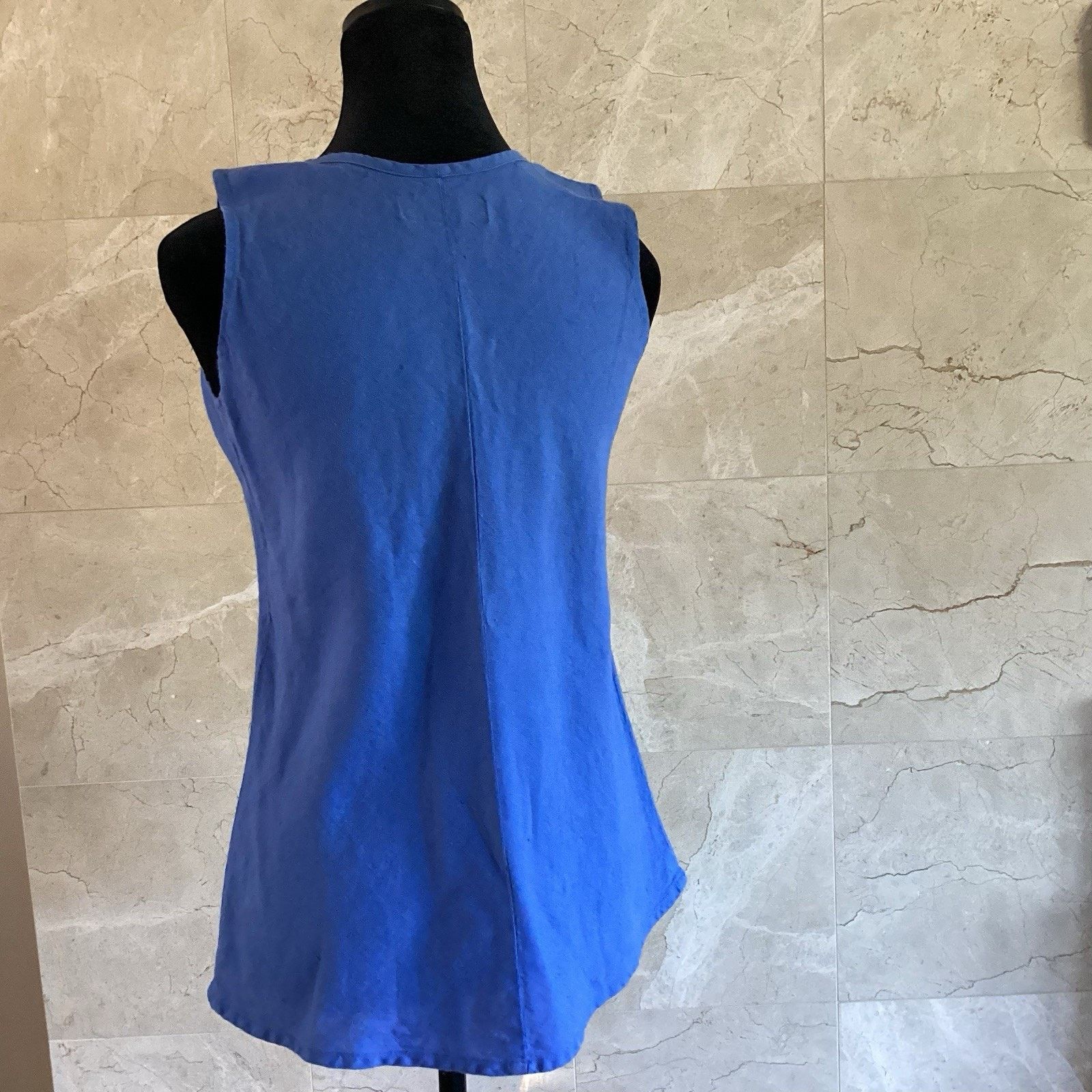 FLAX FLAX Women’s Linen Fundamental Tank, Sz 4-6 Blue Lagenlook Size S / US 4 / IT 40 - 6 Thumbnail