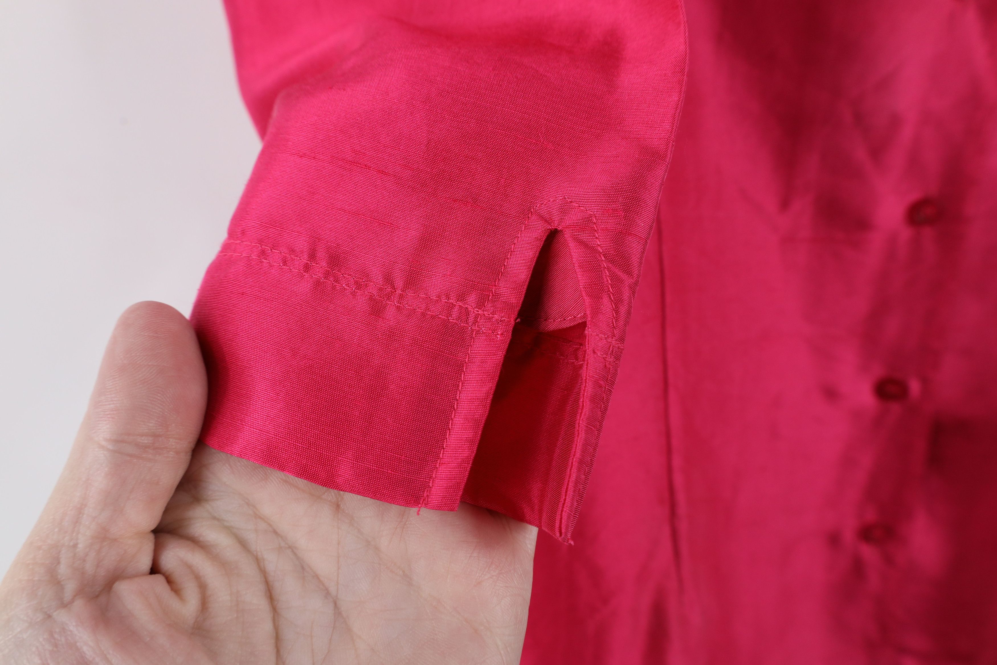 Vintage Vintage 90s Streetwear Silk Collared Button Shirt Pink Size XL / US 12-14 / IT 48-50 - 4 Thumbnail