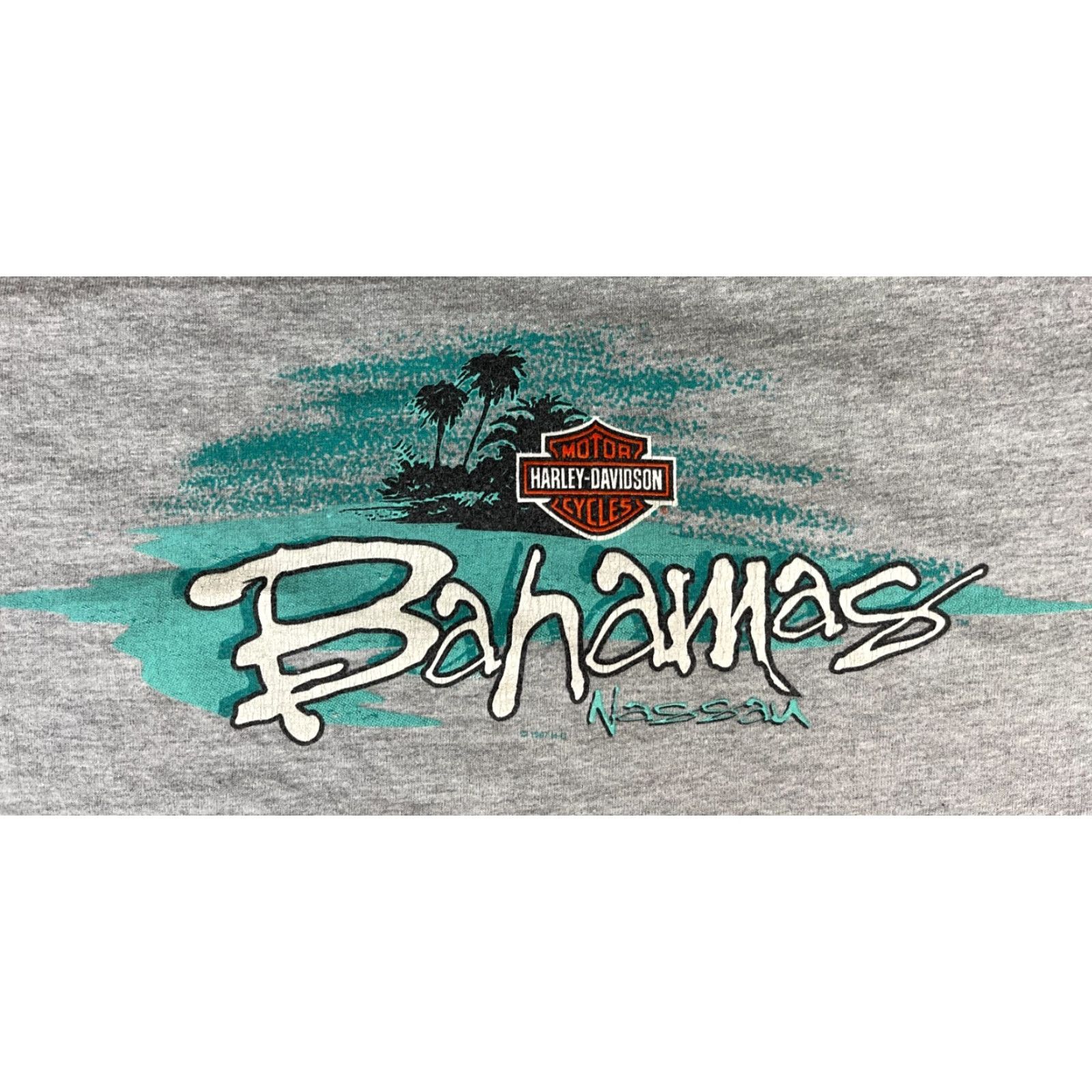 Harley Davidson VINTAGE Harley-Davidson Bahamas Nassau T-Shirt Double-Sided Sz L Men’s 1997 90s Motorcycle Graphic Gray Crew Neck Short Sleeve Size US L / EU 52-54 / 3 - 5 Thumbnail