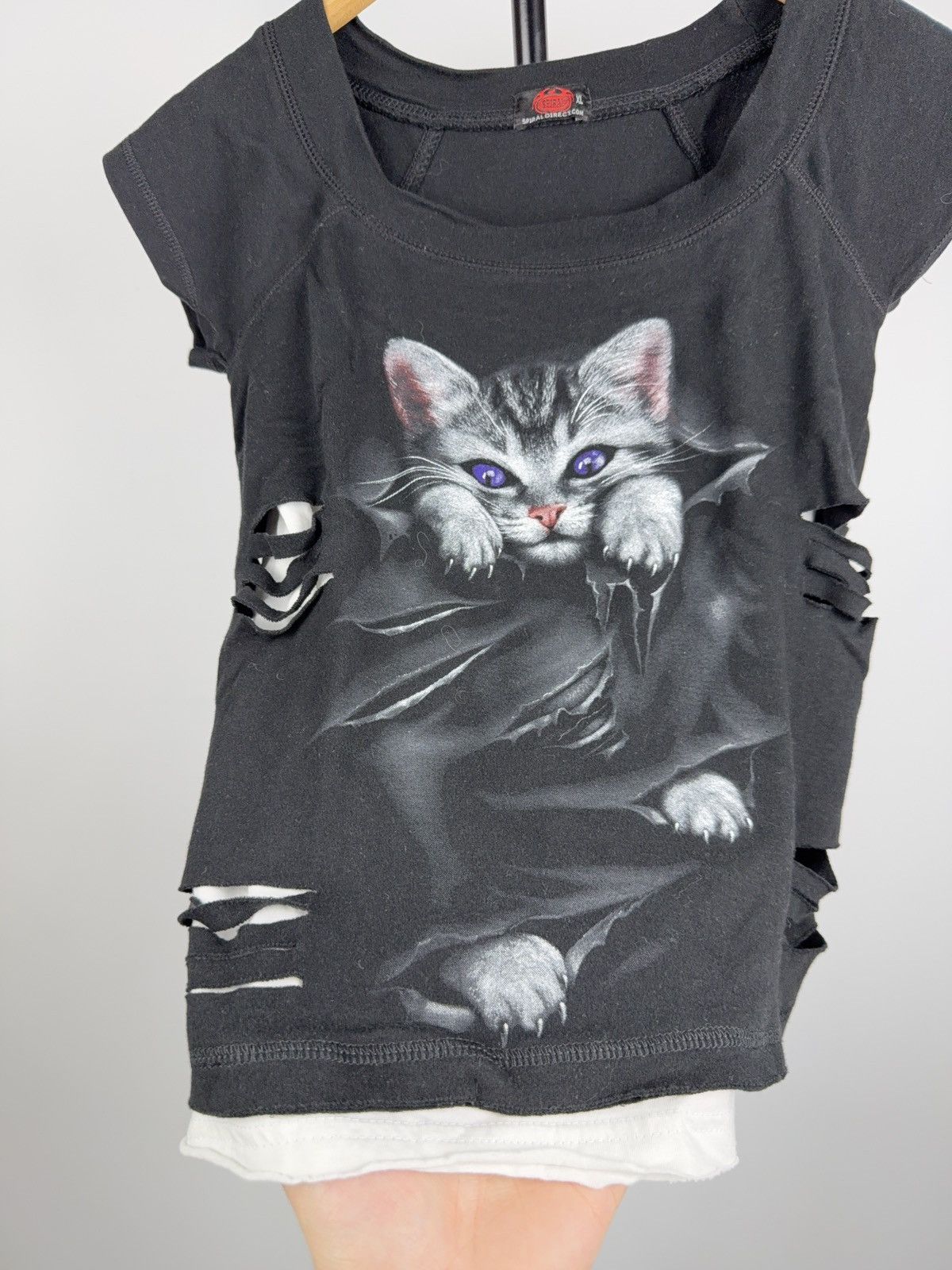 Vintage Spiral Direct Goth Opium Cat Graphic Distressed Tee Y2K Alt Size XL / US 12-14 / IT 48-50 - 7 Thumbnail