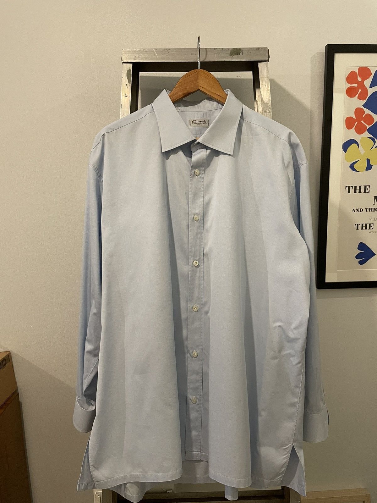 Charvet Blue Hairline Stripe Shirt