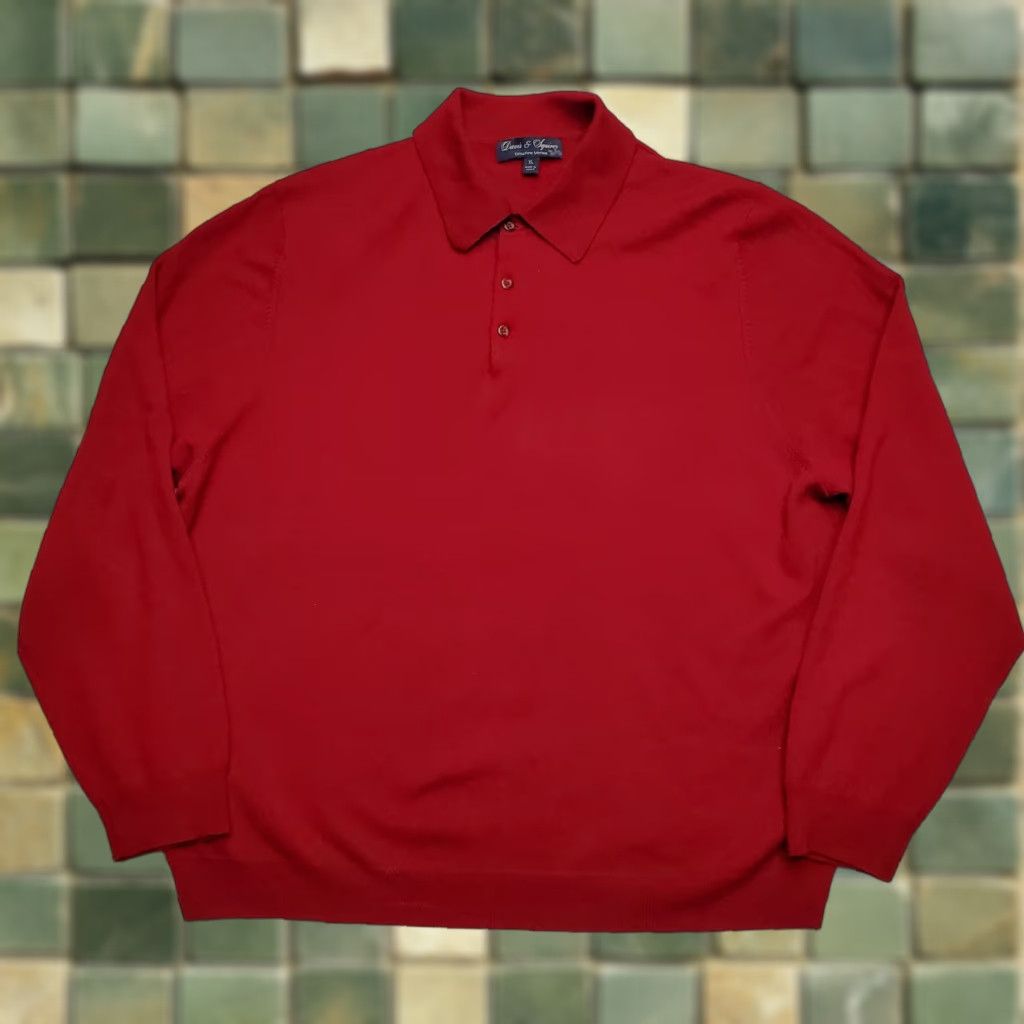 Vintage Davis & Squire Sweater Men XL Red 100% Extra Fine Merino Wool Long Sleeve Casual Pullover Knit Button Solid MENS Size US XL / EU 56 / 4 - 1 Thumbnail