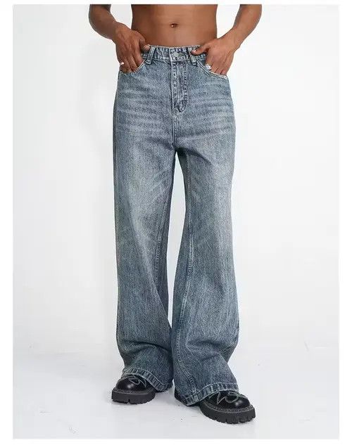 image of Vintage Y2K Faded Washed Flared Jeans in Blue Fade, Men's (Size 30)