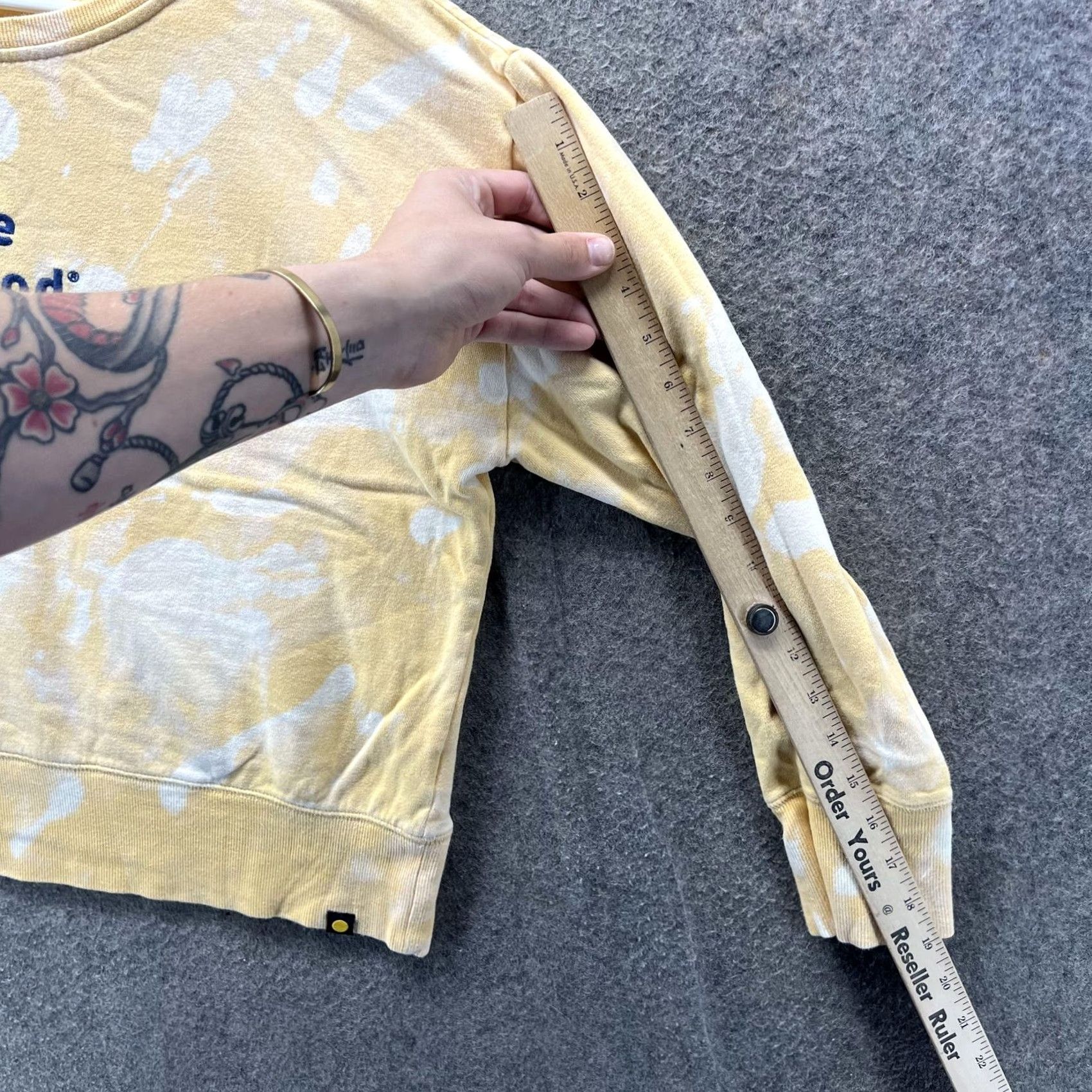 Life is Good Life is Good Sweatshirt Womens M Yellow Tie Dye Boat Neck Graphic Pullover Size M / US 6-8 / IT 42-44 - 3 Thumbnail