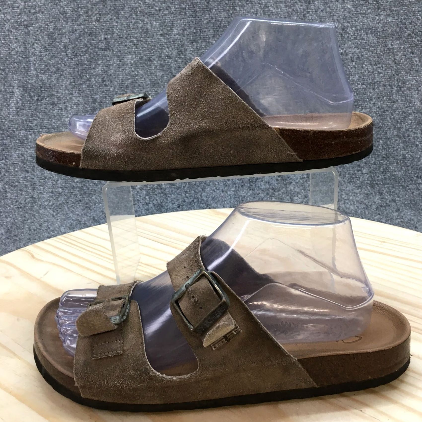 SKECHERS Skechers Sandal Womens 8 Taupe Luxe Foam Two Strap Buckle Slip On Casual Sandal Size US 8 / IT 38 - 2 Thumbnail