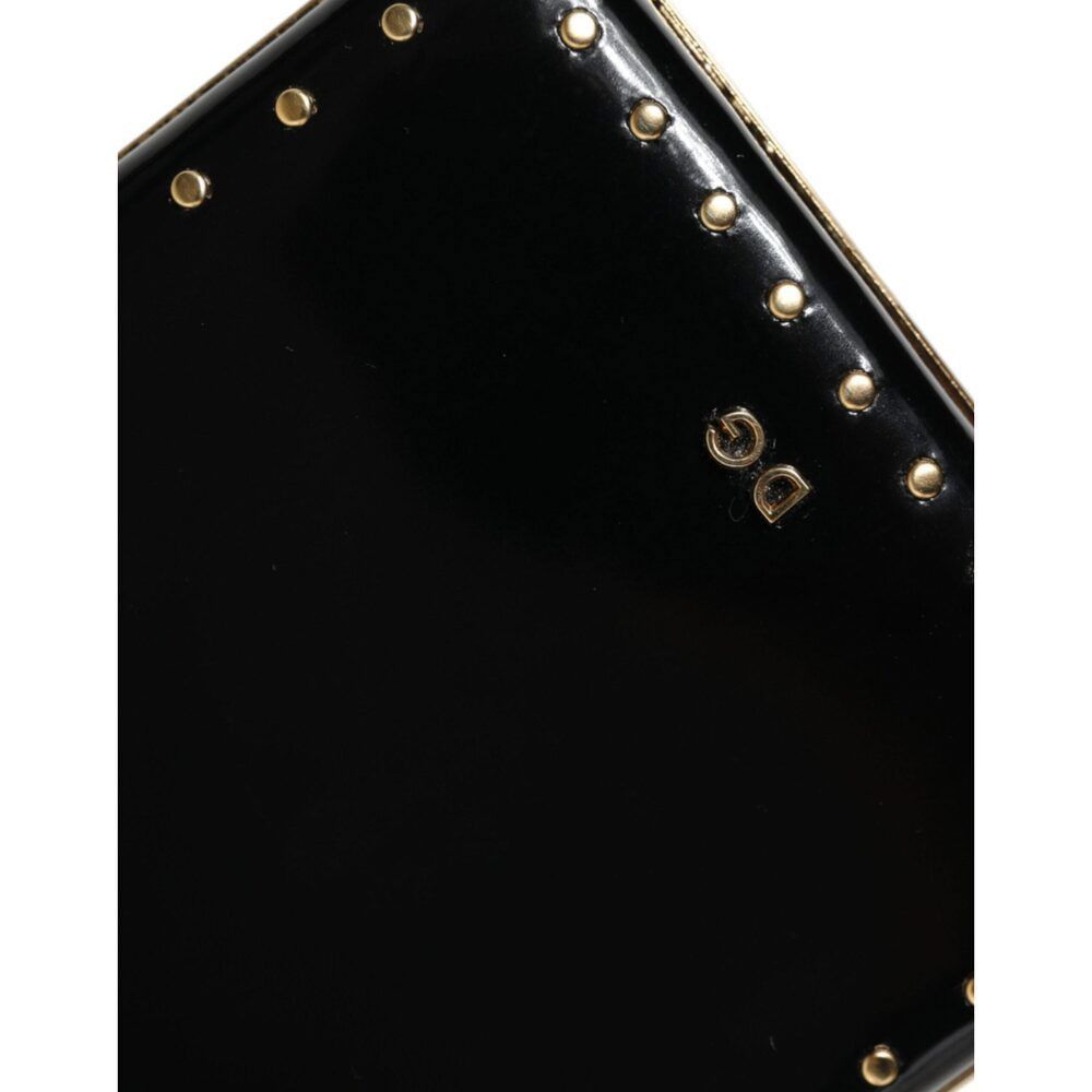 Dolce & Gabbana Dolce & Gabbana Black Leather Studs Gold Frame Clutch Evenin Size ONE SIZE - 7 Thumbnail