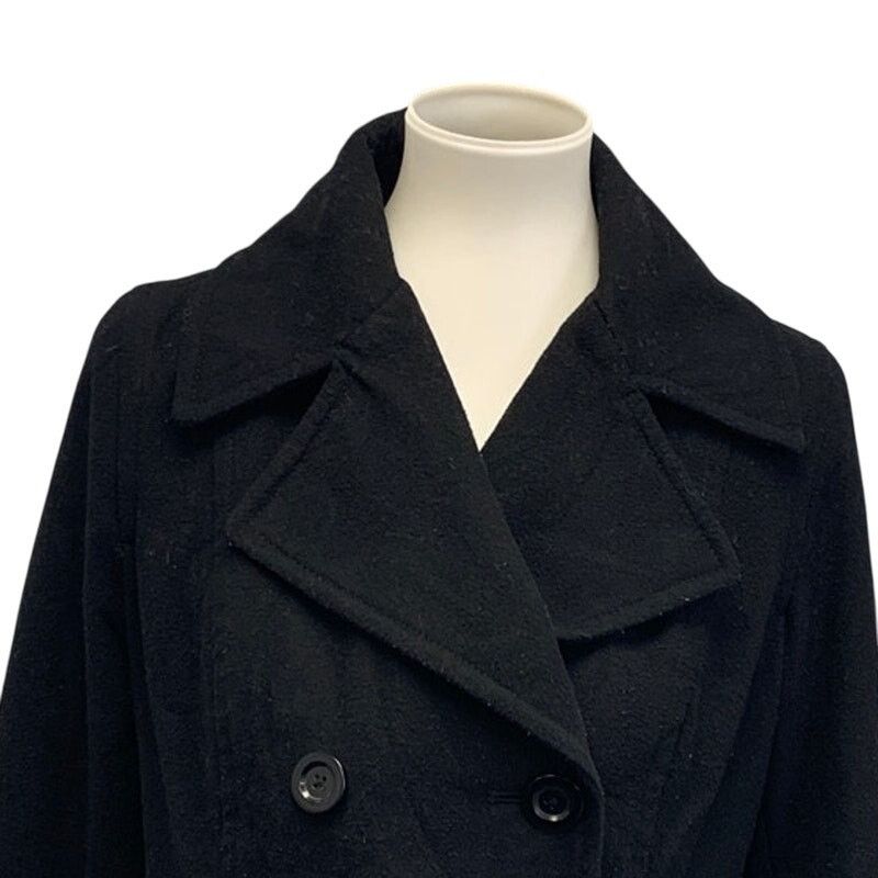 Old Navy Old Navy Womens Medium Full Button Wool Blend Black Pea Coat Size M / US 6-8 / IT 42-44 - 2 Thumbnail