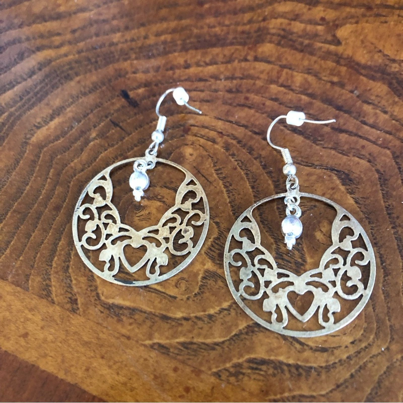 Jewelry Heart filigree rhinestone accent dangle earrings Size ONE SIZE - 4 Thumbnail
