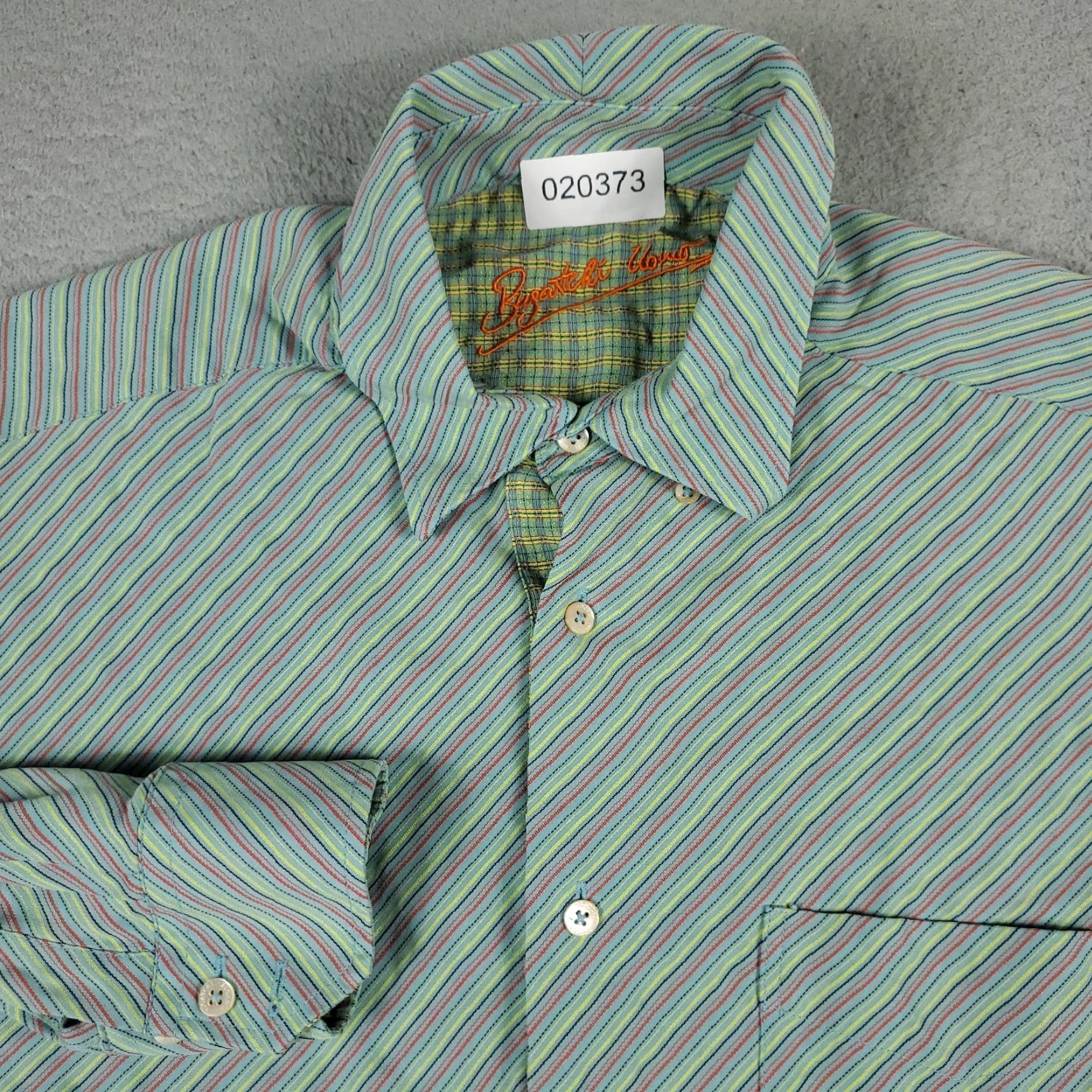 BUGATCHI Bugatchi Uomo Green Striped Button-Up Shirt Mens Large Long Sleeve Regular Fit Size US L / EU 52-54 / 3 - 2 Thumbnail
