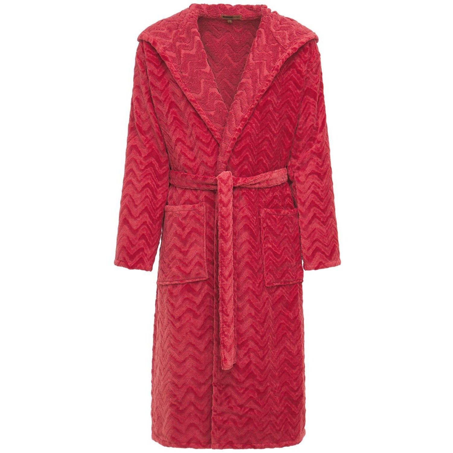 MISSONI Rex $455 Red Cotton Long Unisex Bathrobe New And Aut