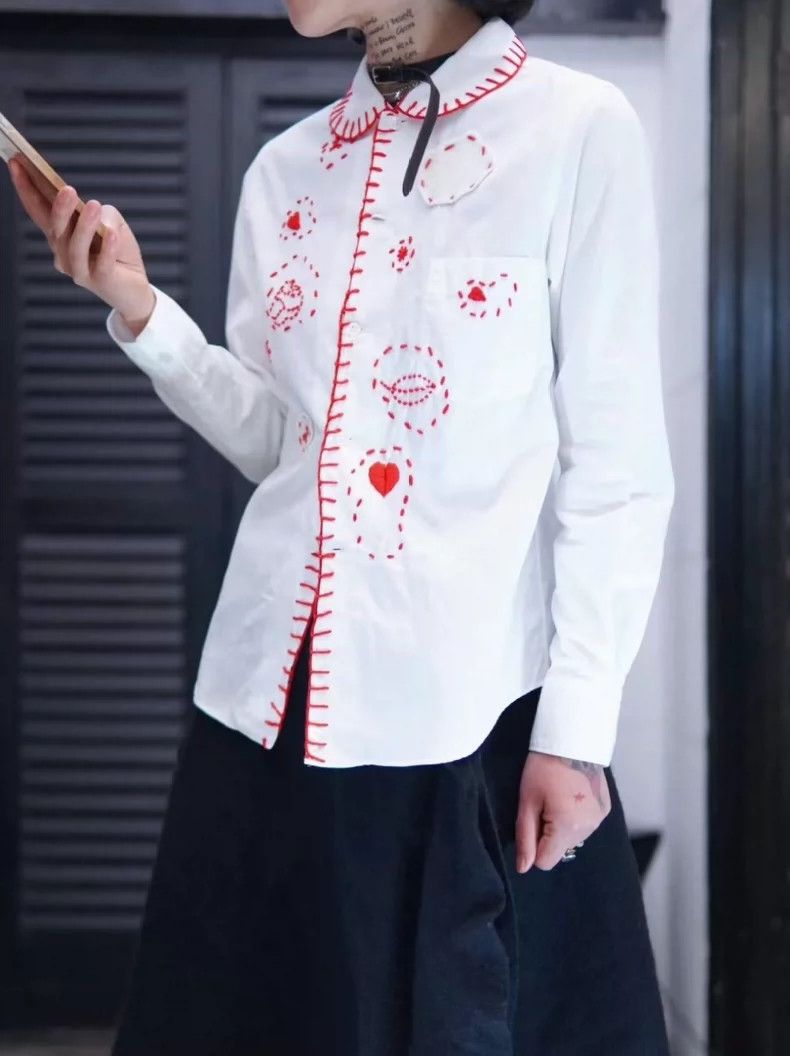 Comme des Garcons Comme Des Garcons Embroidered white shirt Size M / US 6-8 / IT 42-44 - 8 Thumbnail