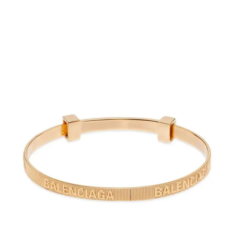 Balenciaga o1s1rm1224 Size: M / Logo Hoop Bracelet in Gold Size ONE SIZE - 1 Thumbnail