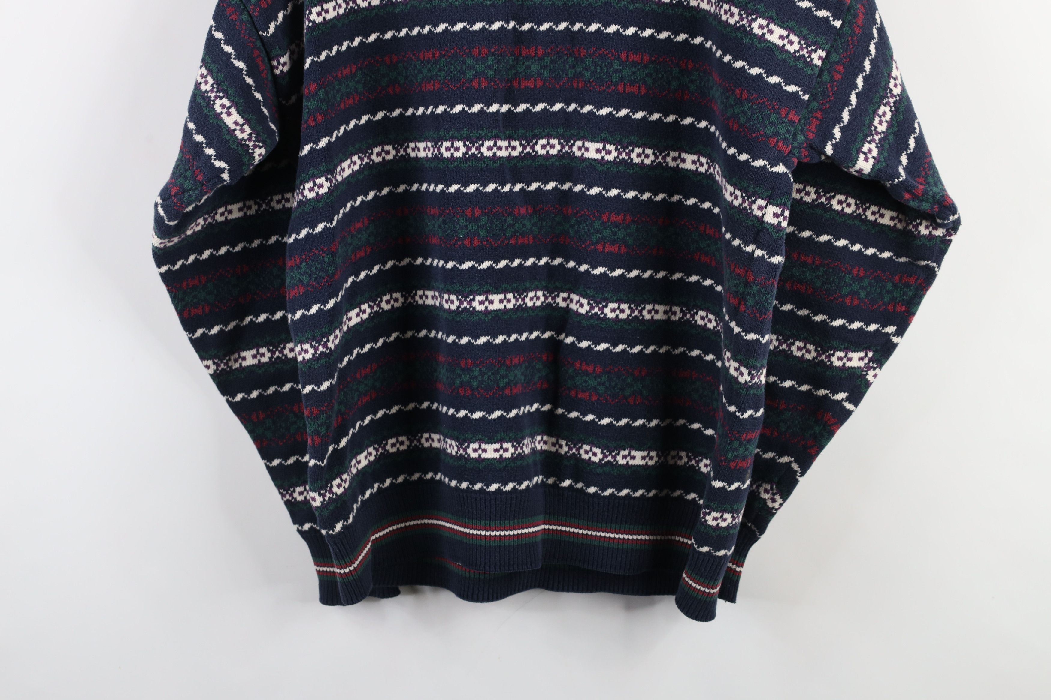 Vintage Vintage 90s Streetwear Rainbow Fair Isle Cotton Knit Sweater Size US L / EU 52-54 / 3 - 9 Thumbnail