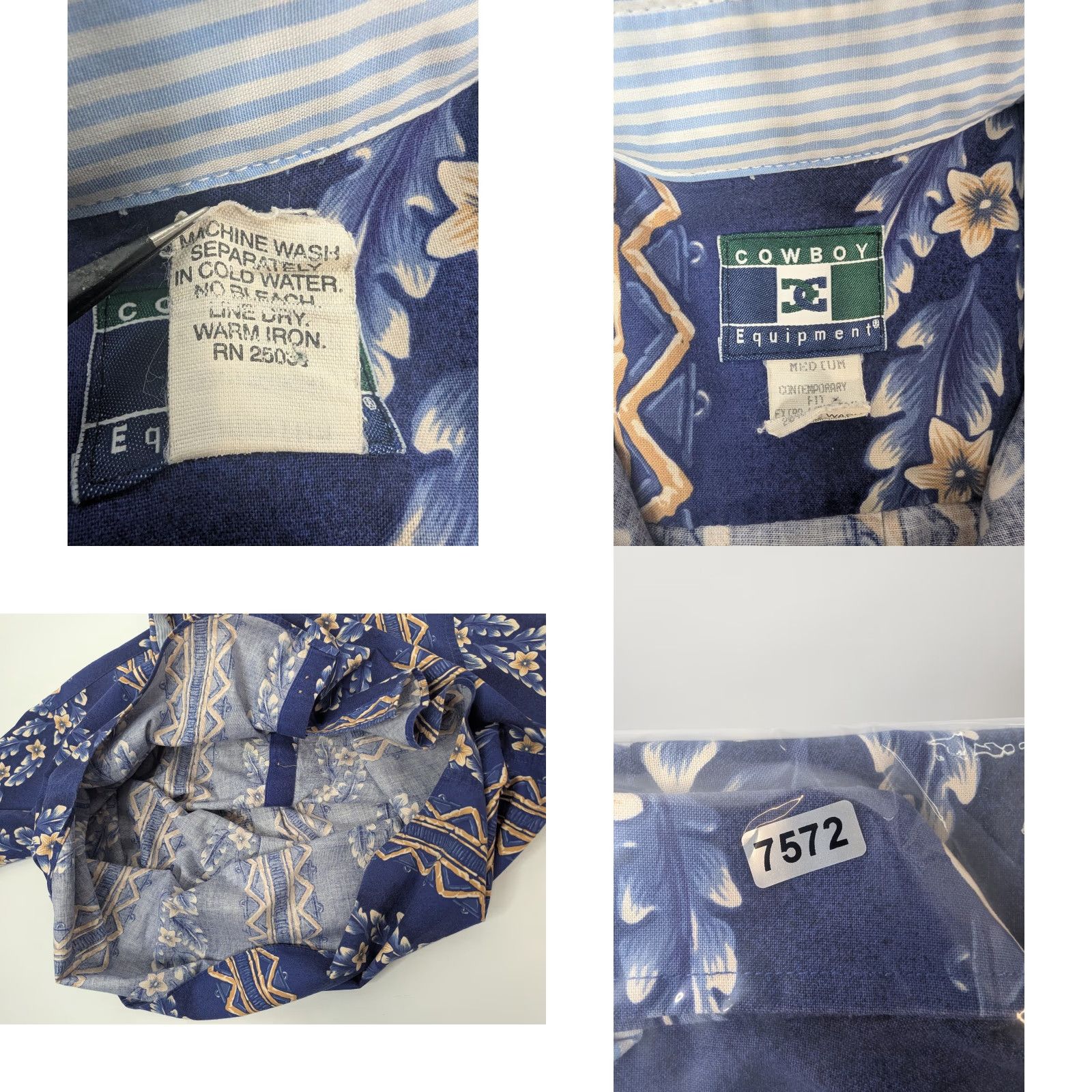 Equipment VINTAGE Cowboy Equipment Blue Floral Hawaiian Shirt Medium Size US M / EU 48-50 / 2 - 8 Thumbnail