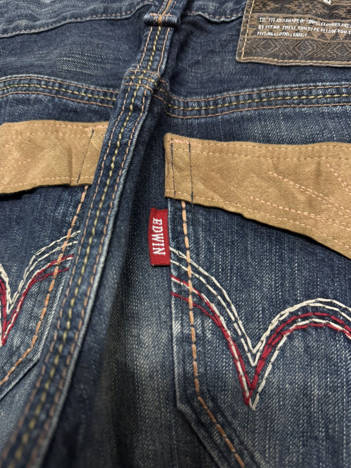 Edwin ⚡️FLARED⚡️VINTAGE EDWIN WHISKER SICK WATER SPLASHING DENIM Size US 31 - 14 Thumbnail