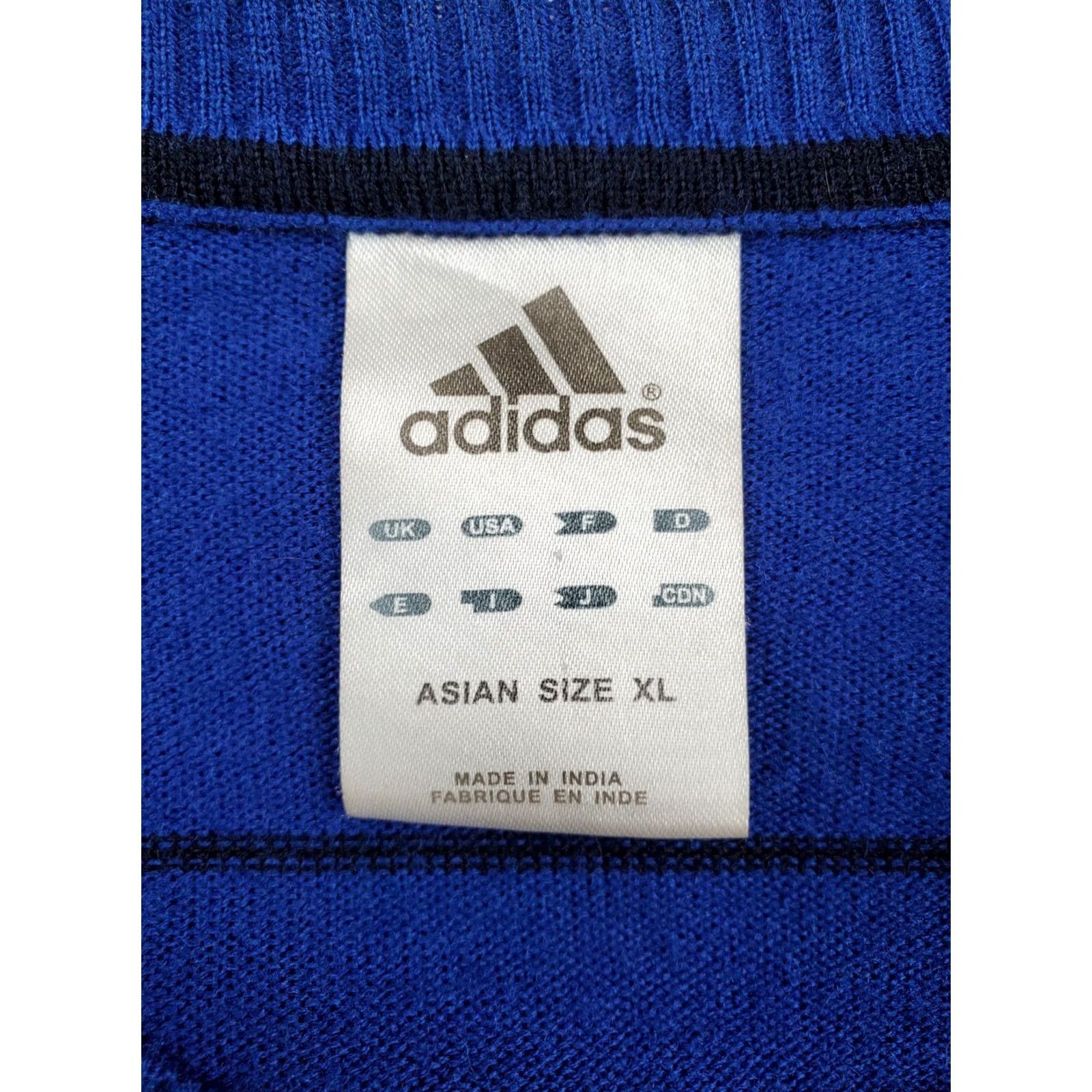Adidas Adidas Knit Pullover XL Men Blue Striped V-Neck Long Sleeve Sweatshirt Knit Style Casual Pullover Logo Size US XL / EU 56 / 4 - 5 Thumbnail