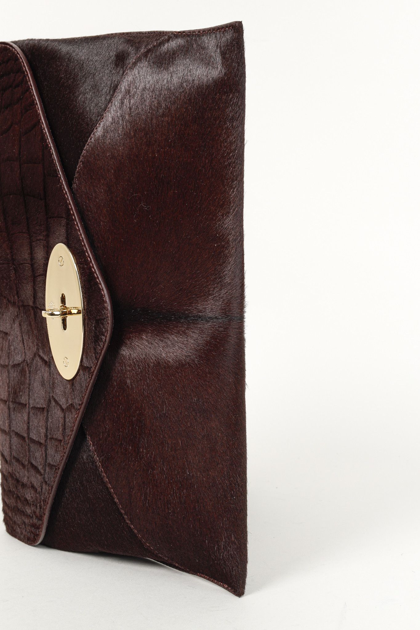 Mulberry Mulberry Willow Burgundy Croc Embossed Pony Hair Clutch Size ONE SIZE - 5 Thumbnail