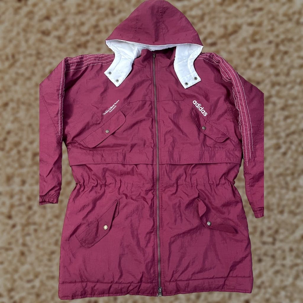 Adidas VINTAGE Adidas Walt Disney Womens Large Red Hooded Puffer Jacket 80s Operations 80s Size L / US 10 / IT 46 - 1 Thumbnail