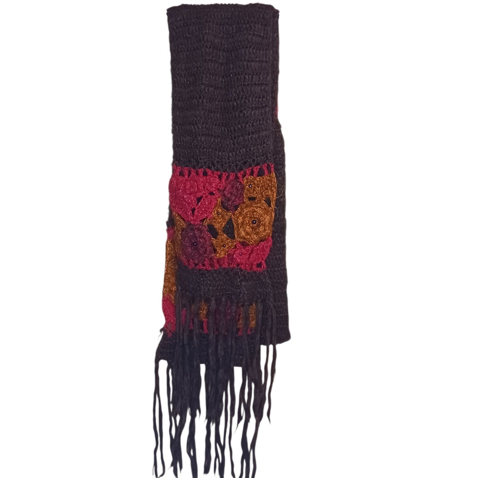 Other Women's Brown Floral Crochet Scarf 6 Ft Size ONE SIZE - 2 Thumbnail