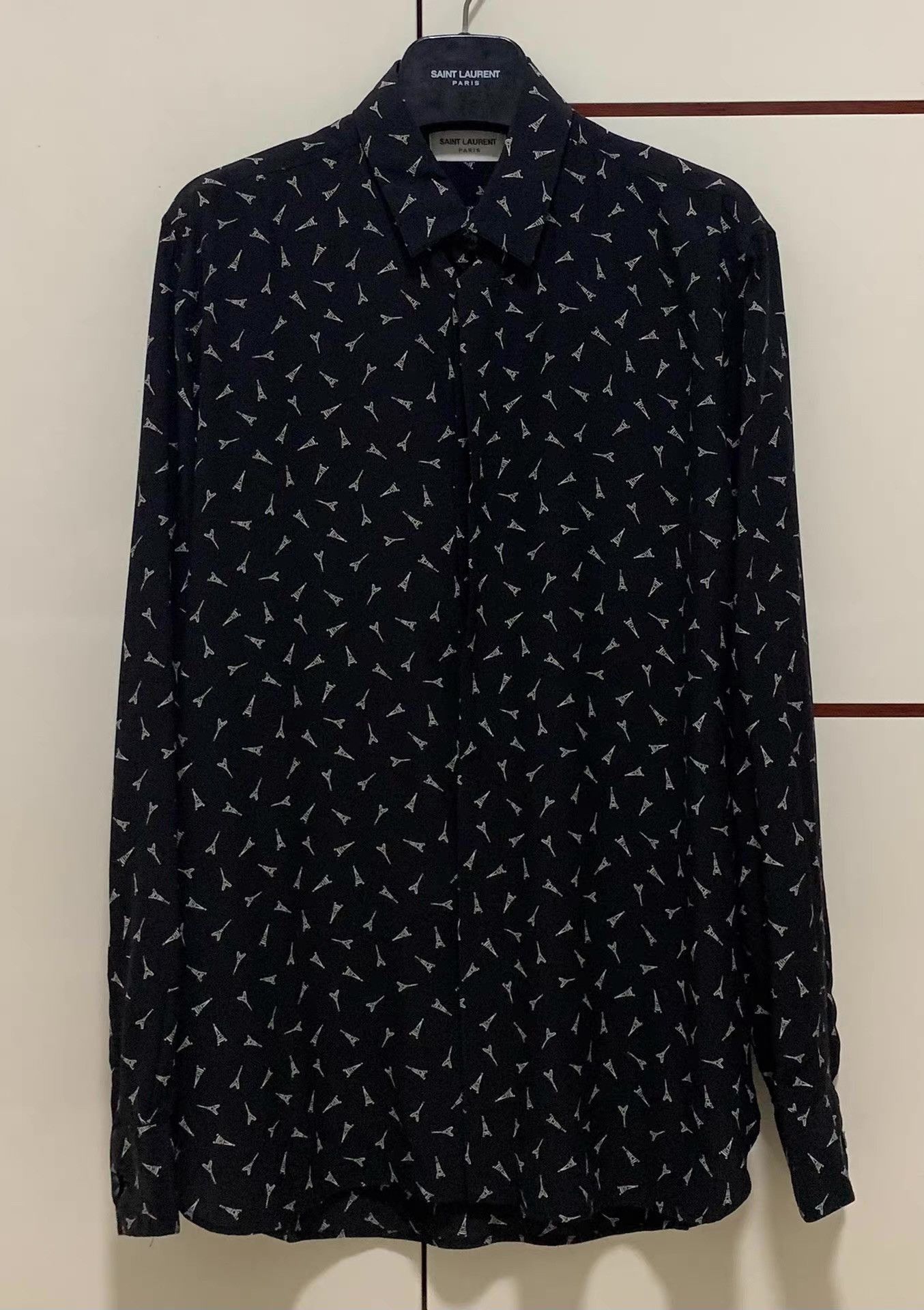 Saint Laurent Paris Black Eiffel Tower Print Long Sleeve Button-Up Size US XXL / EU 58 / 5 - 1 Thumbnail