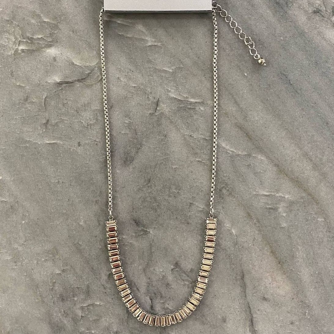 Other INC Silver-Tone Baguette-Crystal Statement Necklace Size ONE SIZE - 2 Thumbnail