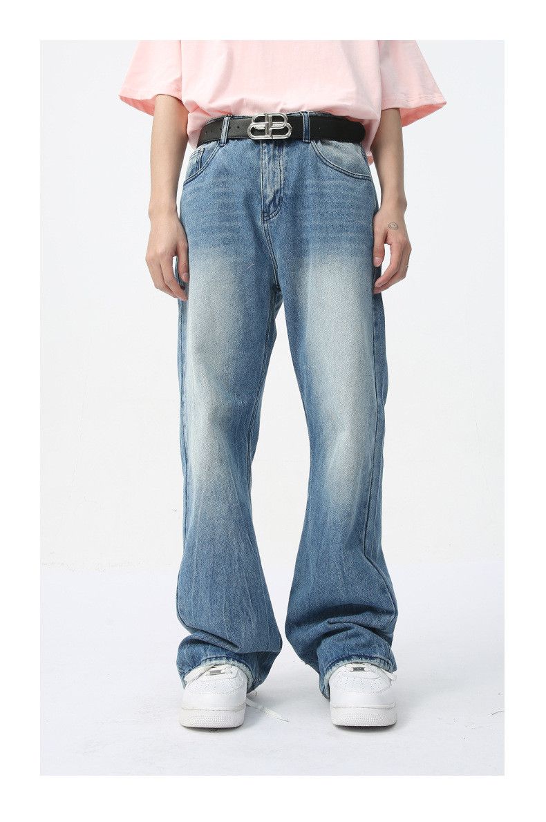 Japanese Brand Men's Retro Clean Fit Straight Leg Washed Loose Fit Jeans Size US 32 / EU 48 - 4 Thumbnail