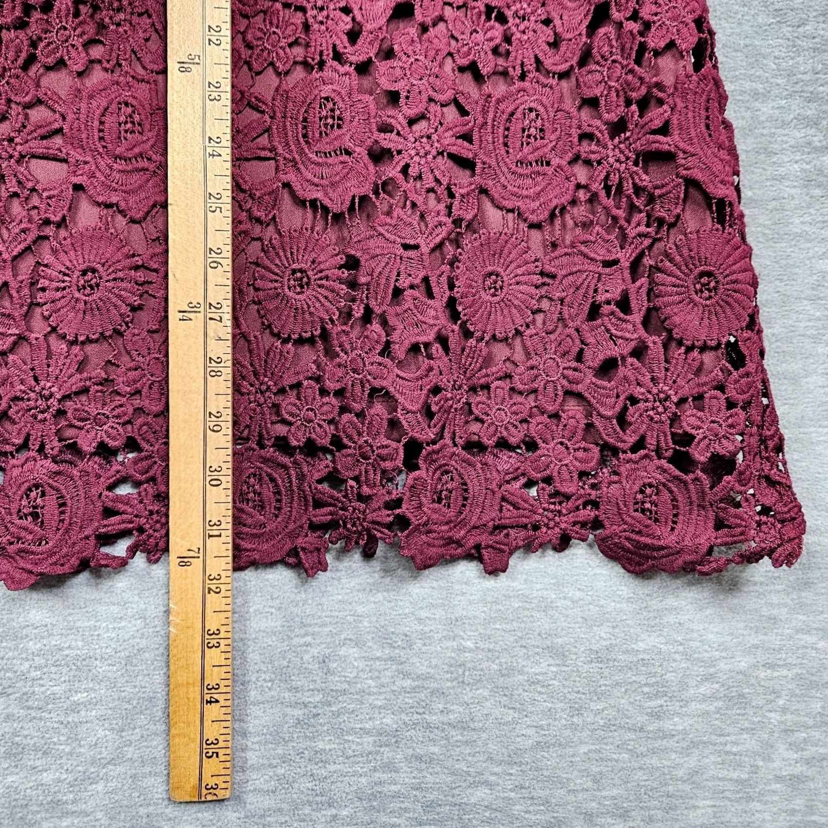 Lulus LULUS Women's S Burgundy Lace Short Sleeve Mini Dress - Color Red, A-Line, Polyester, All Season, Casual Party/Cocktail Size 28" / US 6 / IT 42 - 7 Thumbnail