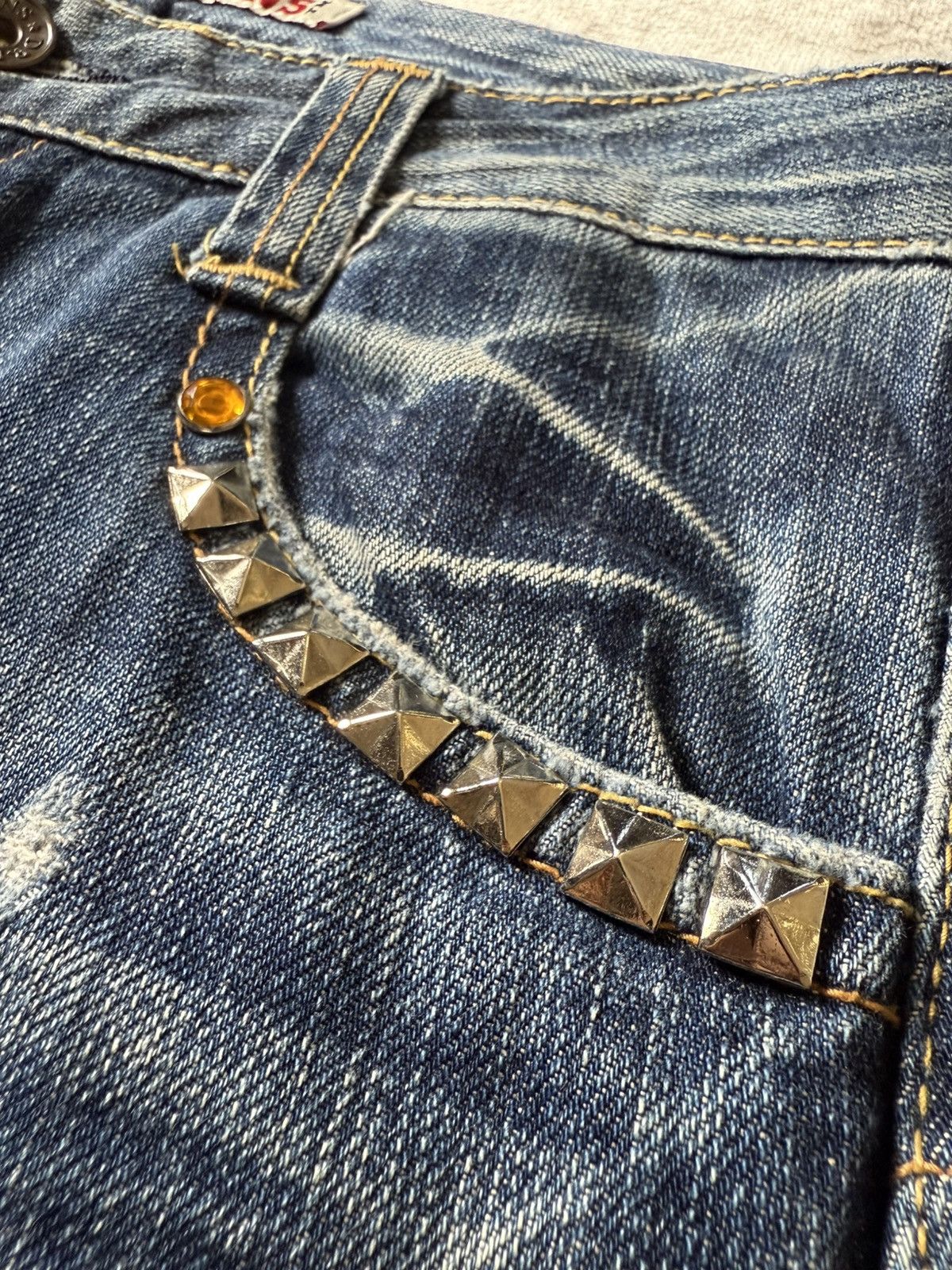 Japanese Brand Drive Jeans Japan Studded Embellishe Wide Leg Flared Jeans Size US 29 - 15 Thumbnail