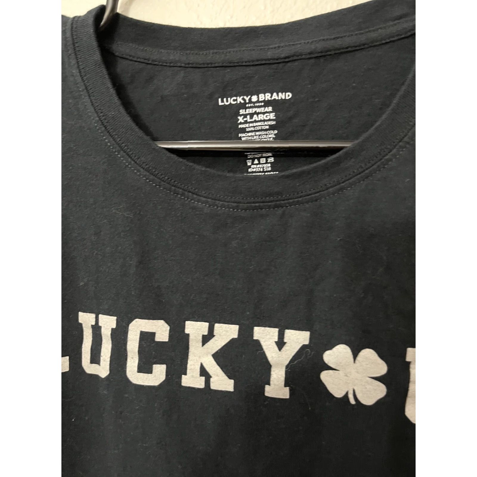 Lucky Brand Lucky Brand Irish Clover Graphic Men’s XL Cotton Crew Neck T-Shirt Gray Short Sleeve Sleepwear Size US XL / EU 56 / 4 - 2 Thumbnail