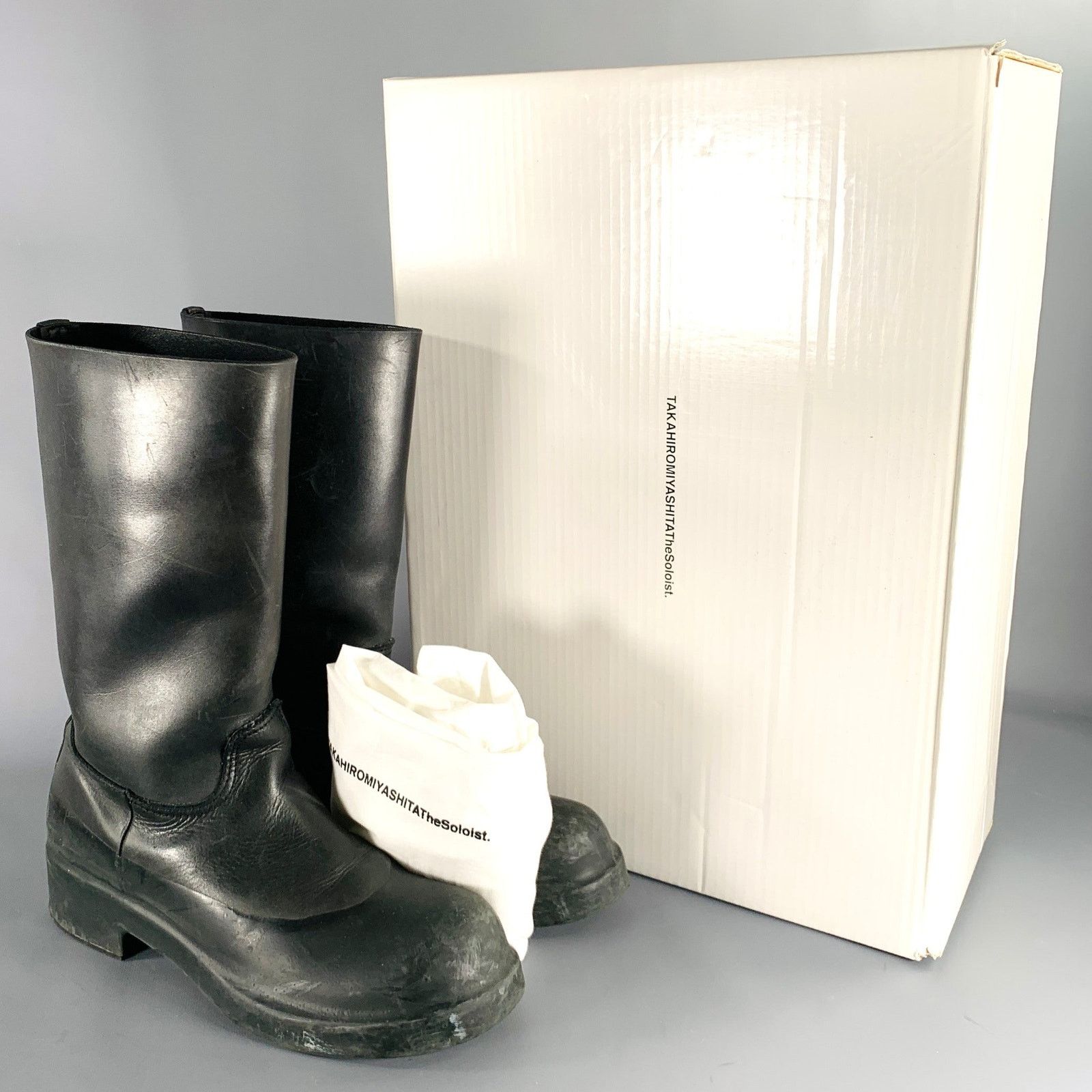 Takahiromiyashita The Soloist. 9 Black Leather Rubber Pull On Boots Size US 9 / EU 42 - 7 Thumbnail