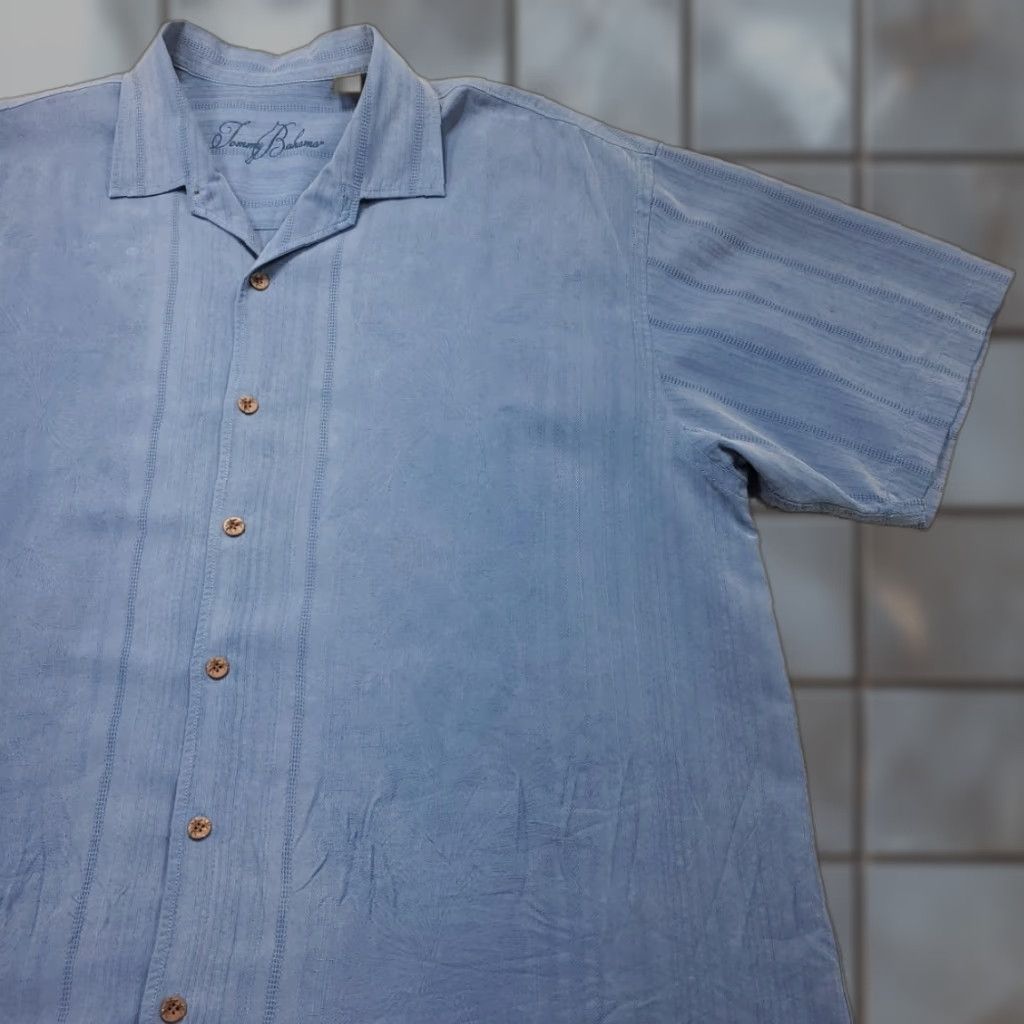Tommy Bahama Tommy Bahama Shirt Mens 2XL Silk Blue Floral Stripe Pattern Camp Hawaiian Button-Up Casual Size US XXL / EU 58 / 5 - 1 Thumbnail