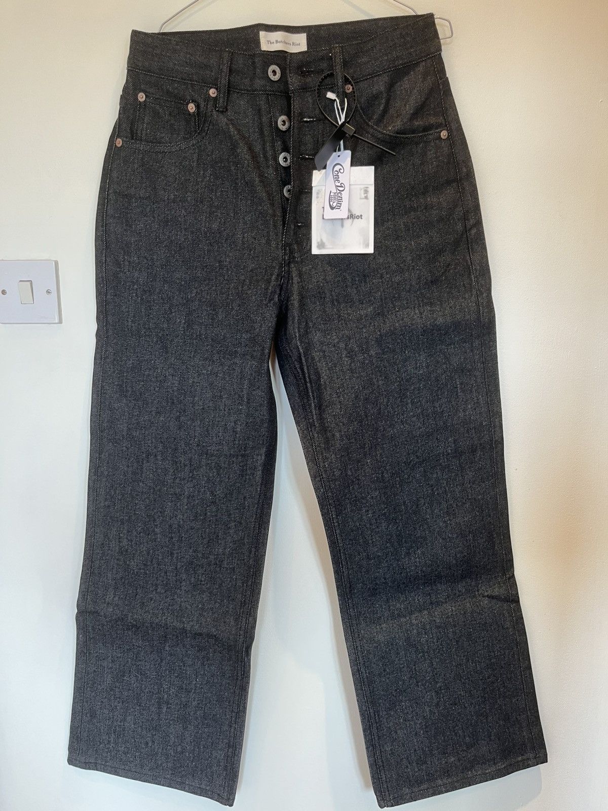 Japanese Brand THE BUTCHER RIOT raw denim jeans wide fit open button flye Size US 28 / EU 44 - 13 Thumbnail