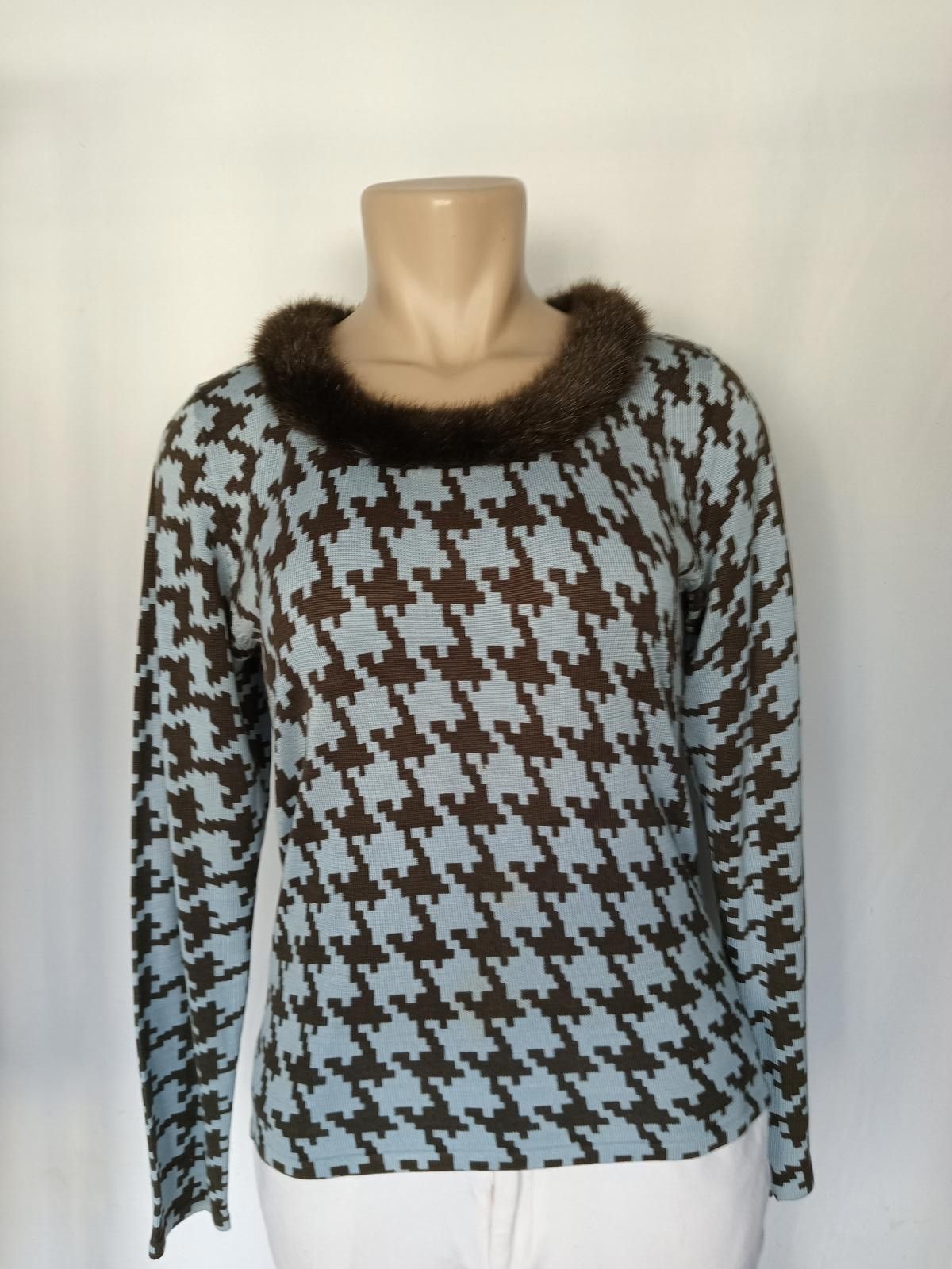 Designer Bentley Arbuckle Stylish Houndstooth Sweater Size M / US 6-8 / IT 42-44 - 1 Thumbnail