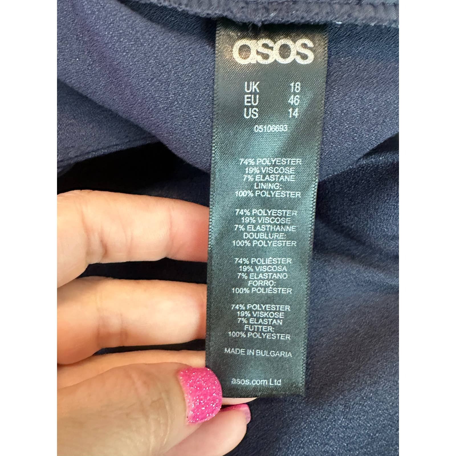 Asos Asos navy blue flat front pants size 14 Size 36" / US 14 / IT 50 - 3 Thumbnail