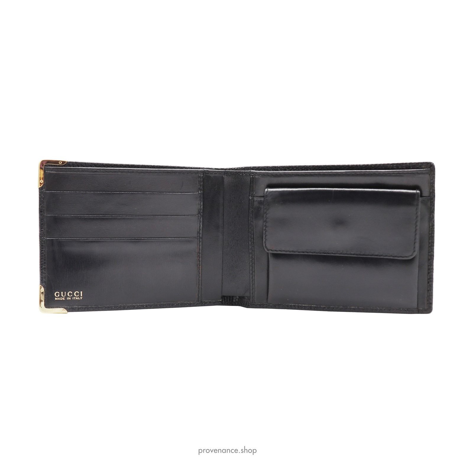 Gucci 🔴 Gucci Bifold Wallet - Black Lizard Leather Size ONE SIZE - 6 Thumbnail