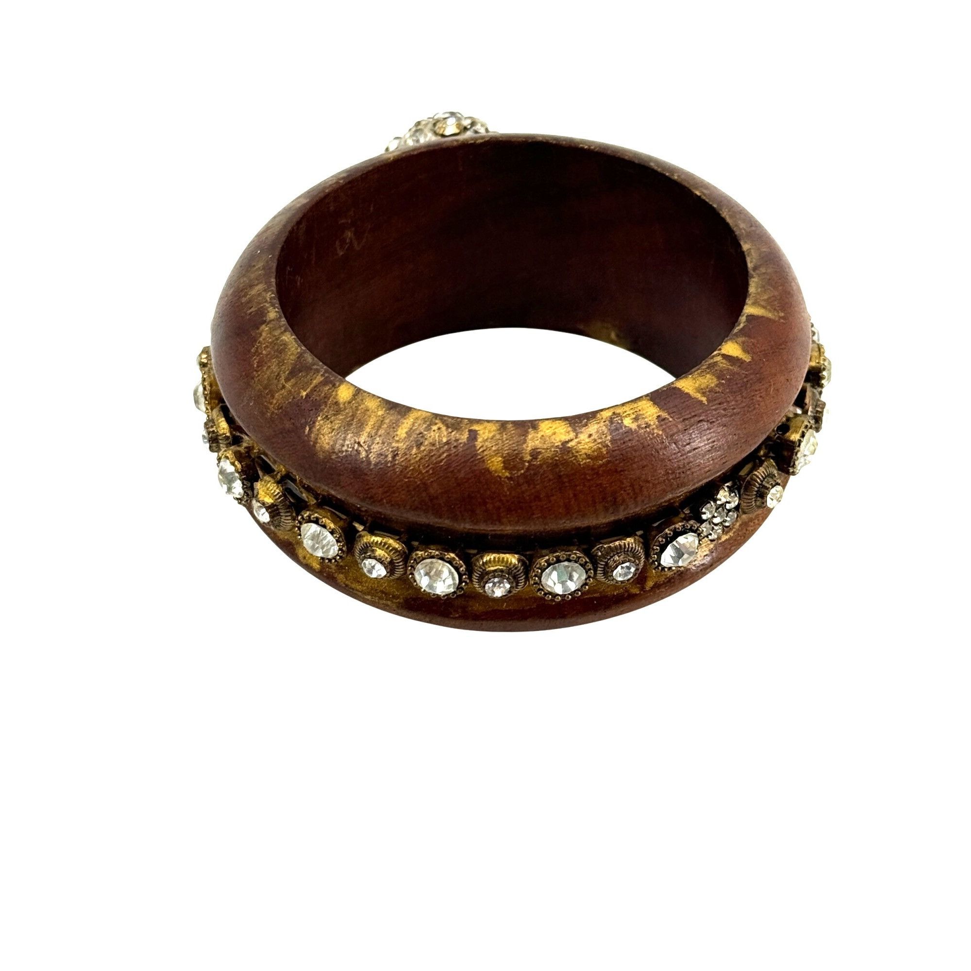 Other Deco Revival Refashioned Wooden Crystal Bangle Size ONE SIZE - 5 Thumbnail
