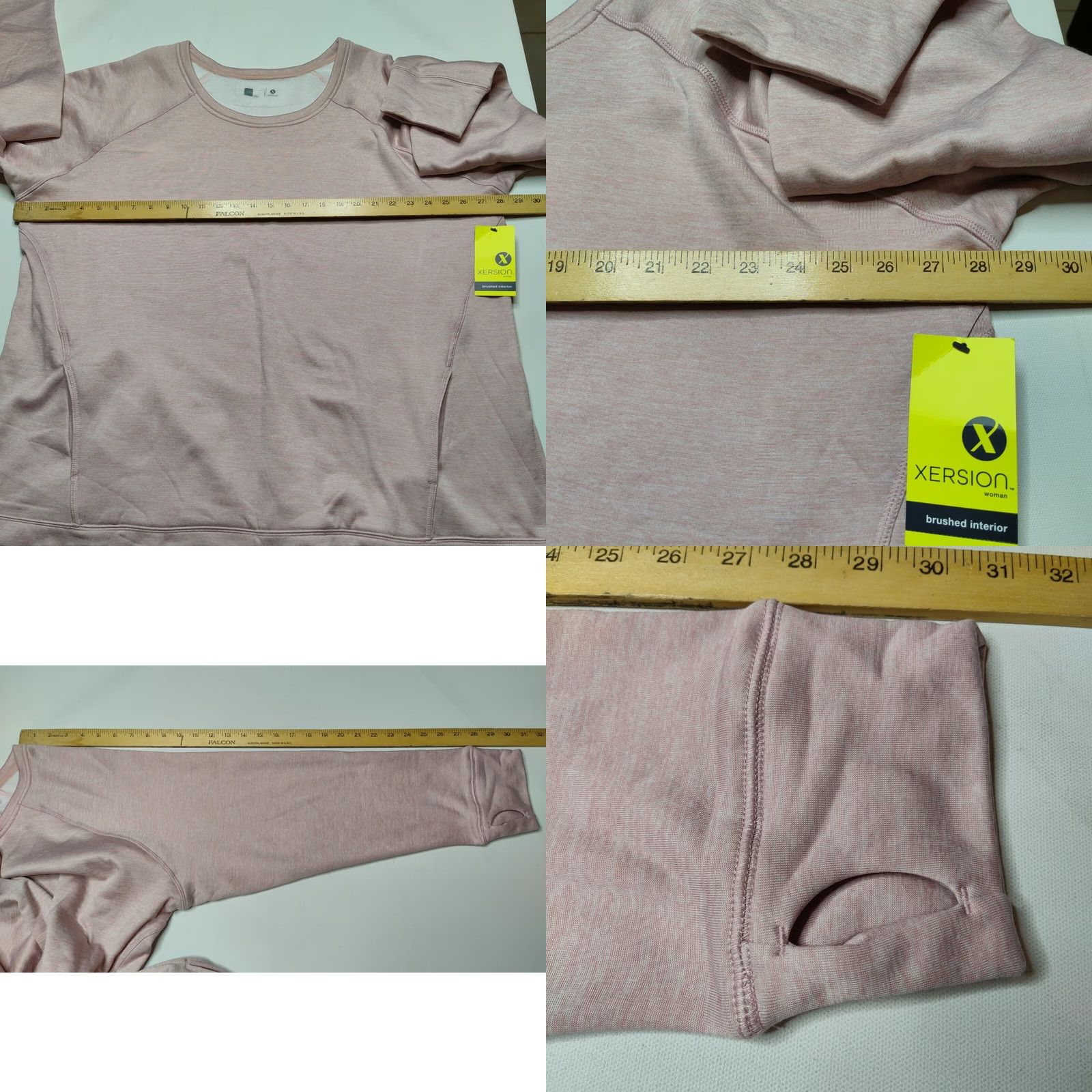 Vintage Xersion Women's 2X Pink Shadow Brushed Pullover Sweatshirt w Thumb Holes NEW Size XXL / US 16-18 / IT 52-54 - 8 Thumbnail