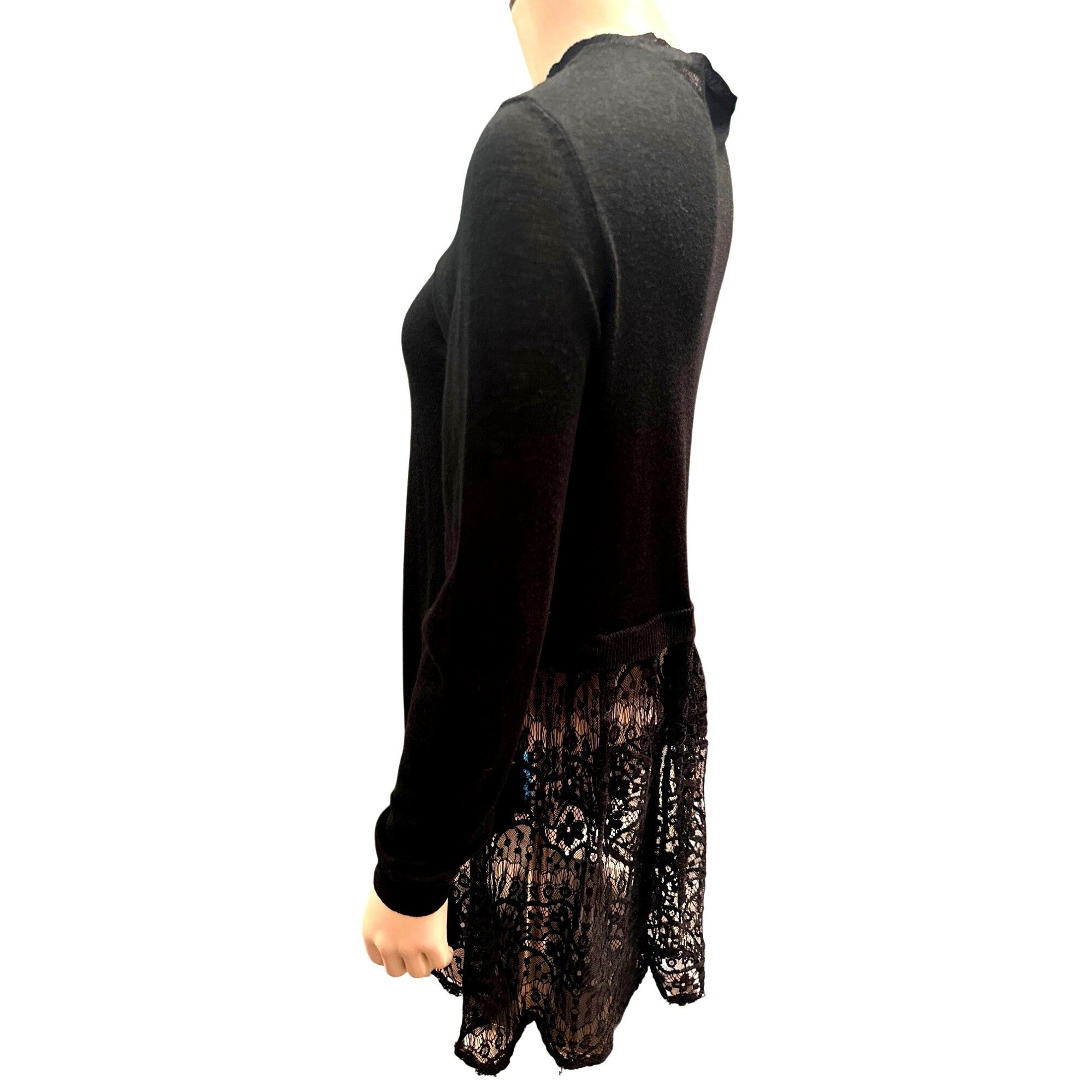 Other CCC Black Lace Trimmed Long Cardigan Sweater With Scalloped Size M / US 6-8 / IT 42-44 - 4 Thumbnail