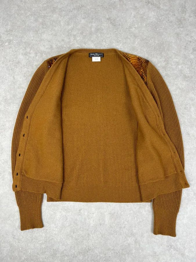 Salvatore Ferragamo Salvatore Ferragamo Camel Cashmere Python Leather Cardigan Size US S / EU 44-46 / 1 - 8 Thumbnail