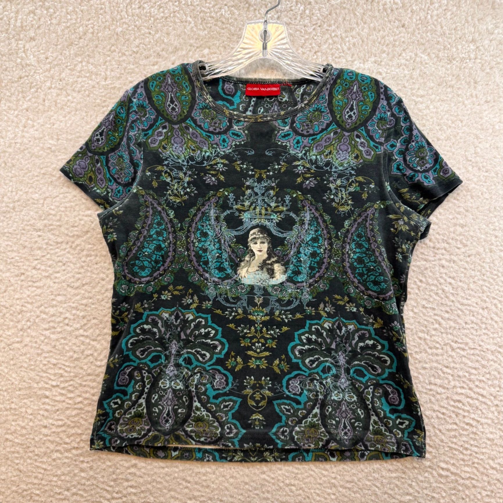 Gloria Vanderbilt VINTAGE Y2K Gloria Vanderbilt Shirt L Black Blue Paisley Victorian Edwardian Graphic Boho Womens L Size L / US 10 / IT 46 - 2 Thumbnail