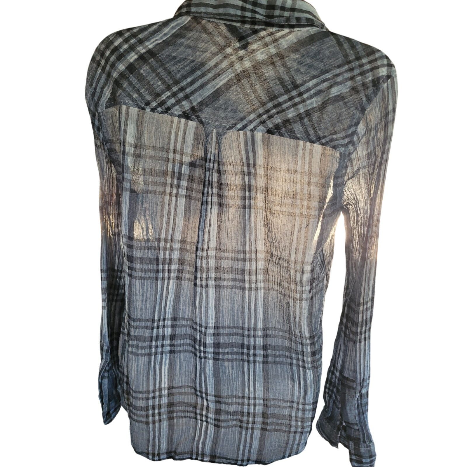 Lucky Brand Lucky Blue Stripe Shirt Long Sleeve Button Up Semi Sheer Med Size M / US 6-8 / IT 42-44 - 4 Thumbnail