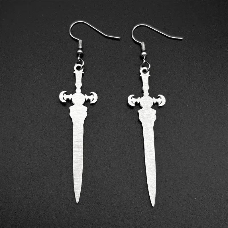 Jewelry Viking Lunar Phase Sword Drop Earrings Jewelry Gift Size ONE SIZE - 2 Thumbnail