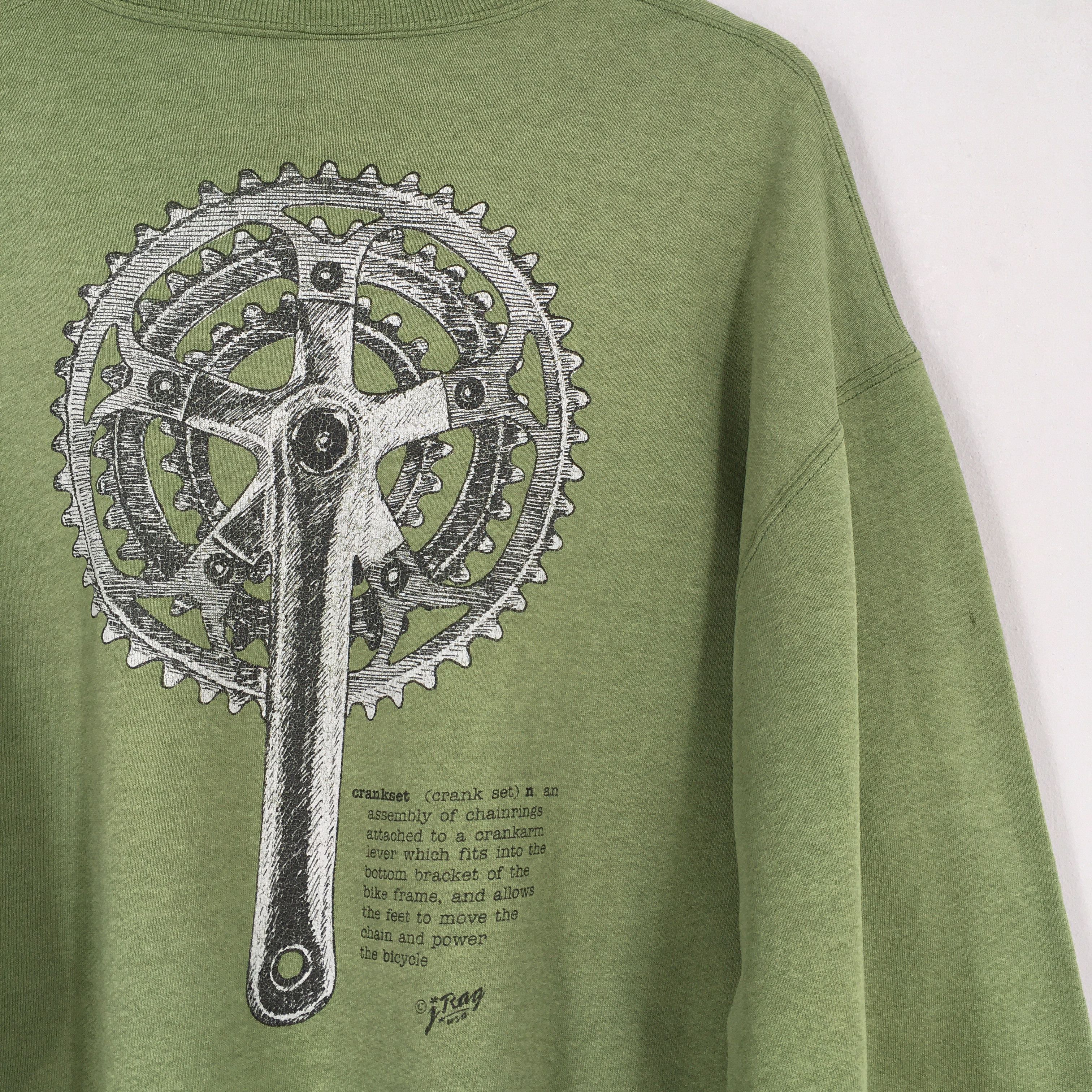 Bicycle × Vintage Vintage 80s J.Rag USA Crankset Bicycle Green Sweatshirt L Size US L / EU 52-54 / 3 - 2 Thumbnail