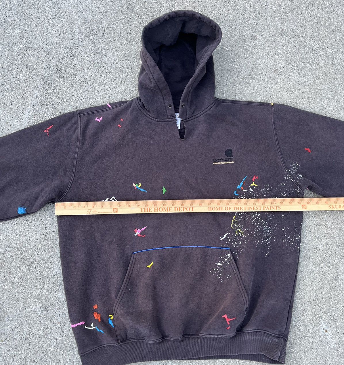 Carhartt Custom Carhartt Hoodie Sweatshirt Sun Fade Distressed Thrash Size US XL / EU 56 / 4 - 5 Thumbnail