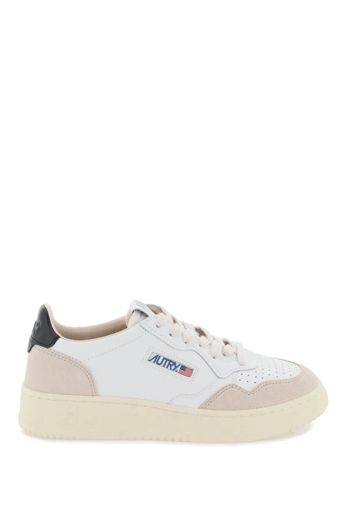 image of Autry O1S22I1N1223 Leather Low Sneakers In Beige White Black, Men's (Size 11)