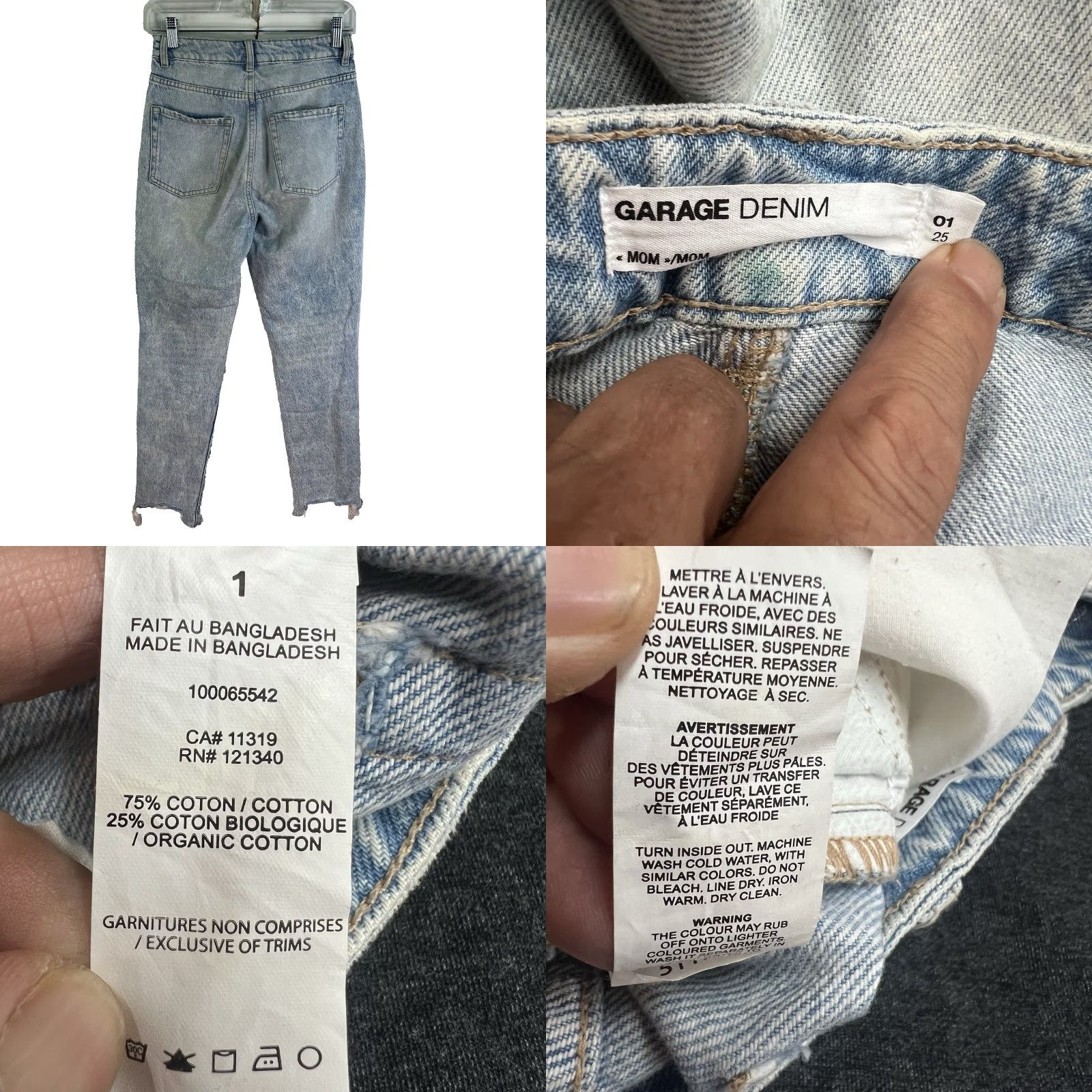 Vintage Garbage Denim Distressed Mom Jeans Women’s Size 1 Blue 27X28 Regular Rise Mid 8.5-10.5 in Zip Closure 5-Pocket Denim Pants Women Size 25" / US 0 / IT 36 - 8 Thumbnail
