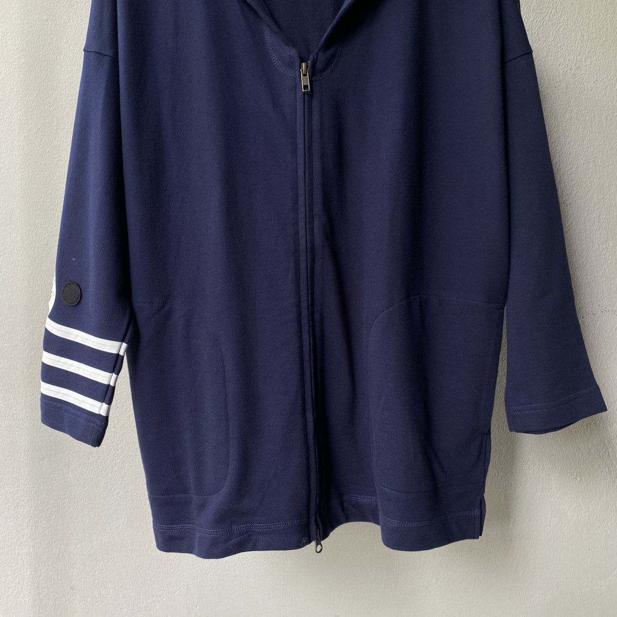 Ne-Net Ne-net Navy Zip Hoodie with Striped Sleeve Size XS / US 0-2 / IT 36-38 - 5 Thumbnail