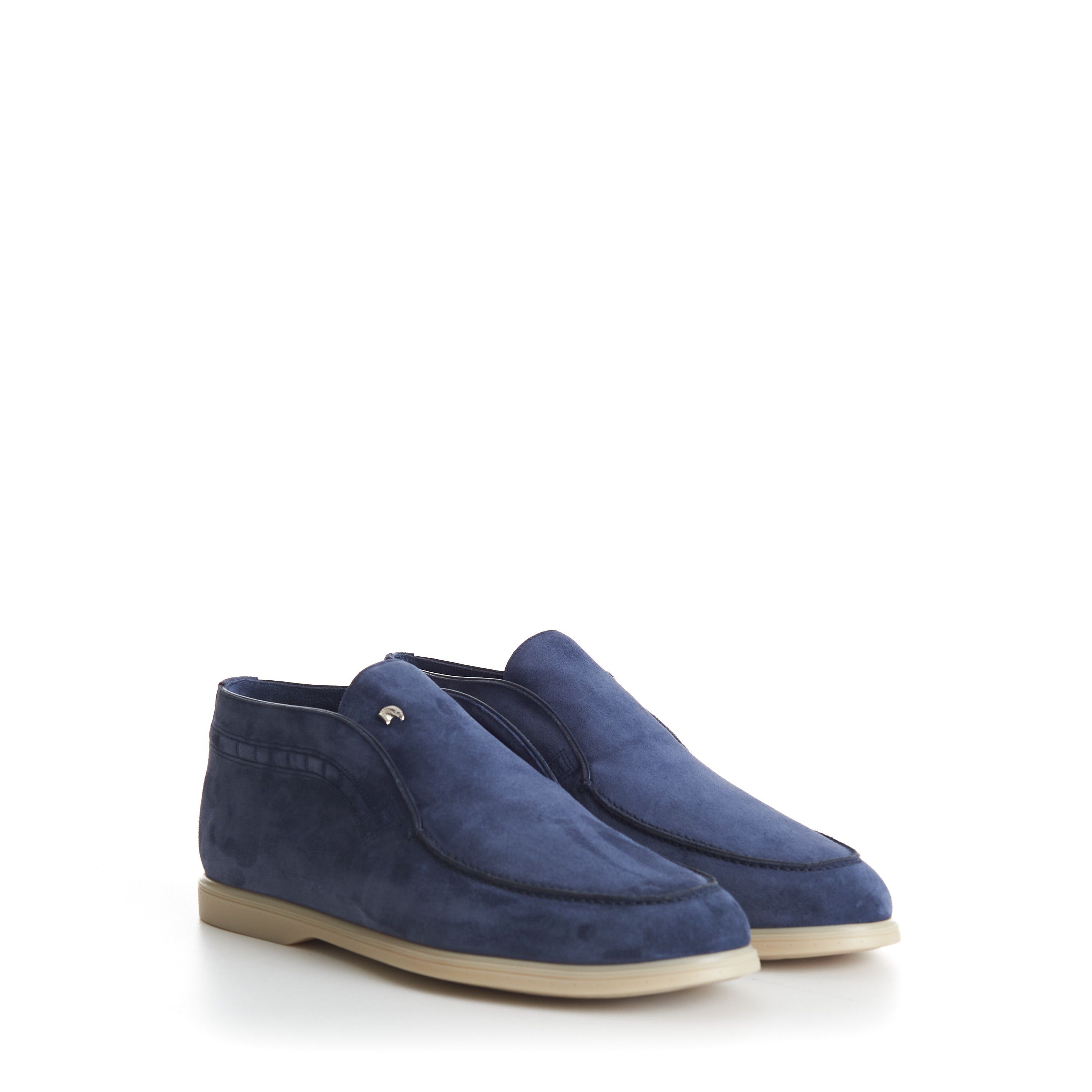 Stefano Ricci Blue Suede Slip-On Ankle Boots - Eagle Head Application Size US 10 / EU 43 - 1 Thumbnail