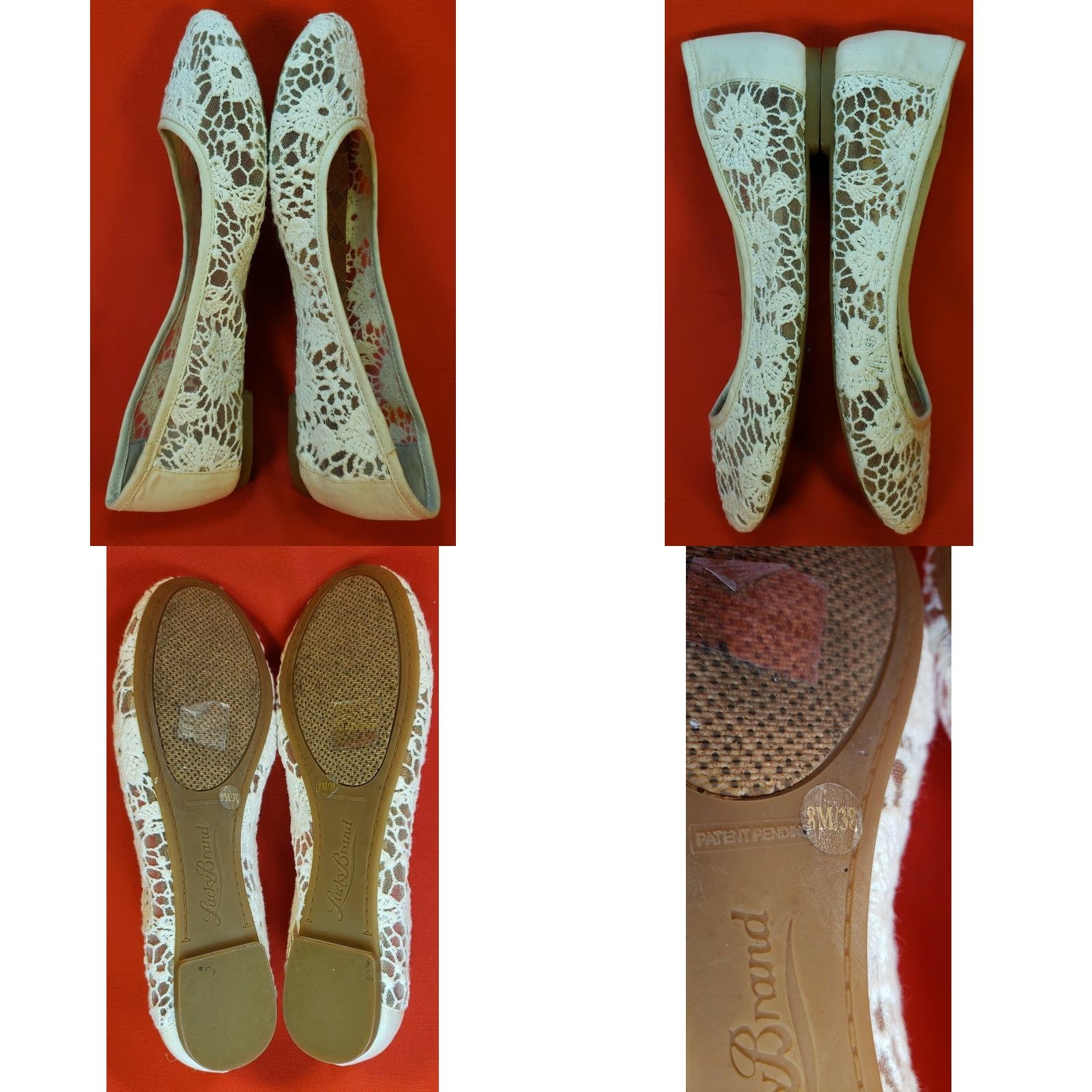 Lucky Brand Lucky Brand Flats Women's 8M 38EU White Lace Crochet Ballet Flats Casual Womens Shoes Beige White Lace Pattern Crocheted Perforated Pattern N/A Size US 8 / IT 38 - 8 Thumbnail